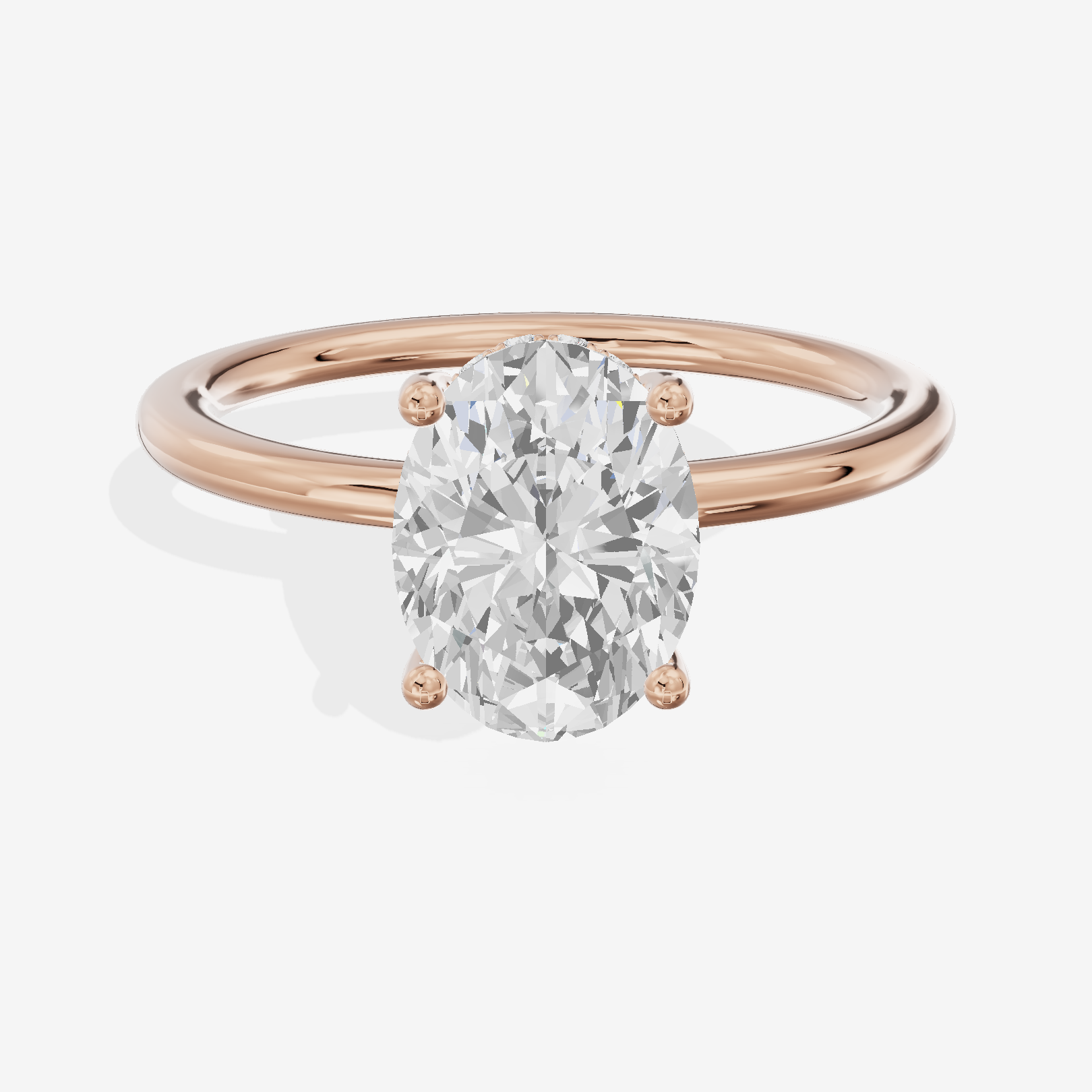 Reverya Hidden Halo Oval Engagement Ring (1/20 ct. tw.) in 18K Rose Gold