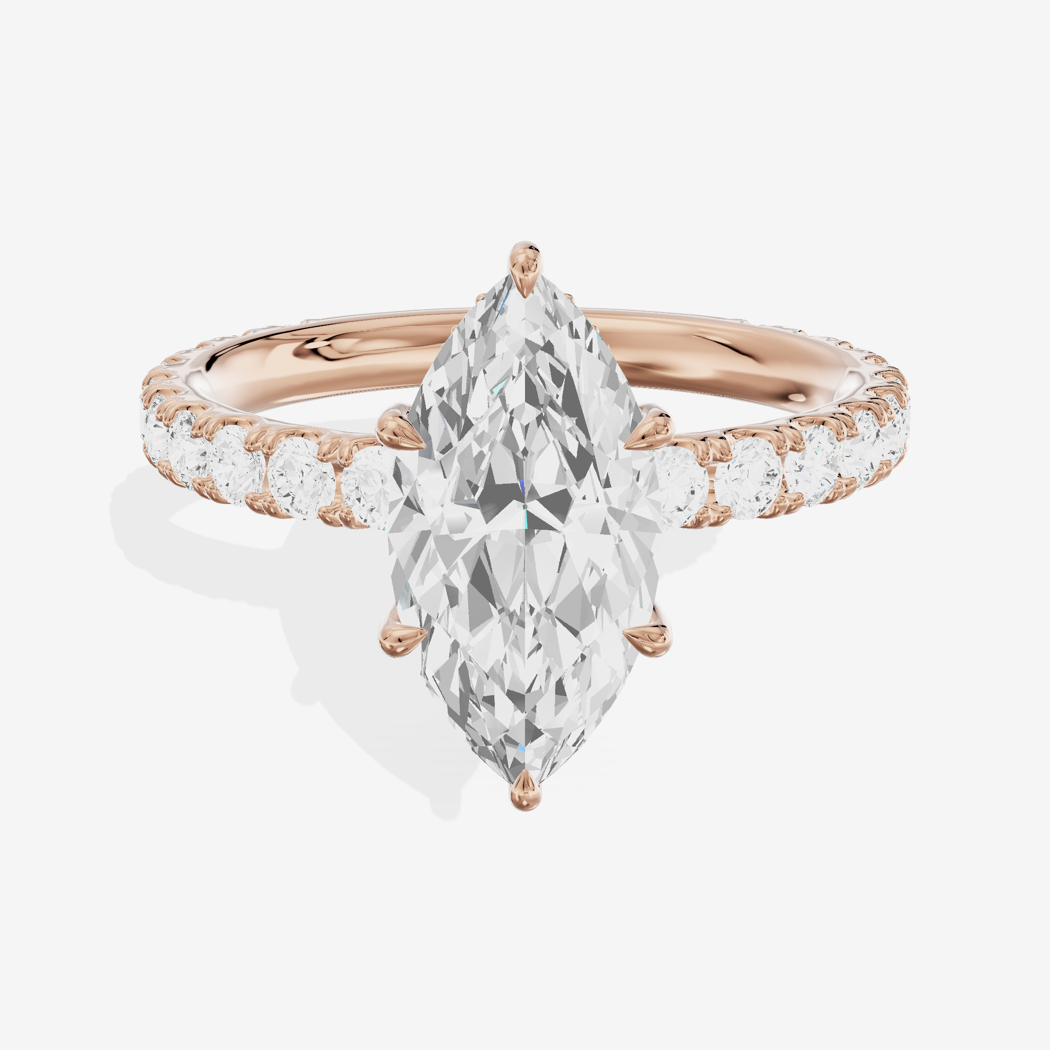 Grand Coeurine Marquise Engagement Ring with Side Stones (3/5 ct. tw.) in 18K Rose Gold