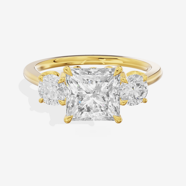 Royal Sincere Three Stone Princess Engagement Ring (2/3 ct. tw.) in 14K Yellow Gold