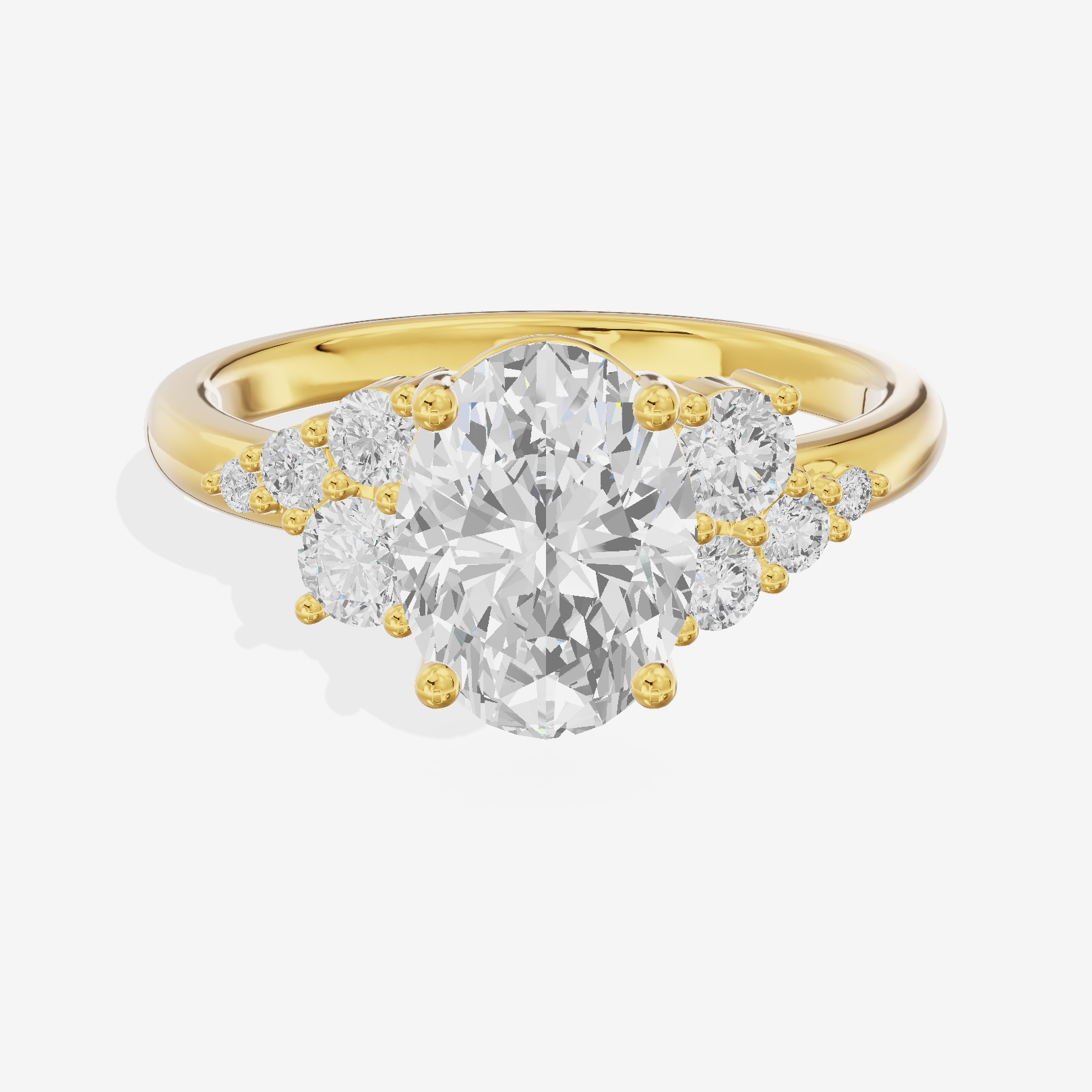 Modern Tender Oval Engagement Ring with Side Stones (1/3 ct. tw.) in 14K Yellow Gold