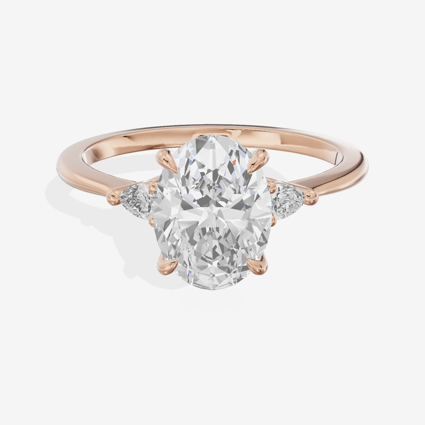 Lateria Three Stone Oval Engagement Ring (1/2 ct. tw.) in 18K Rose Gold