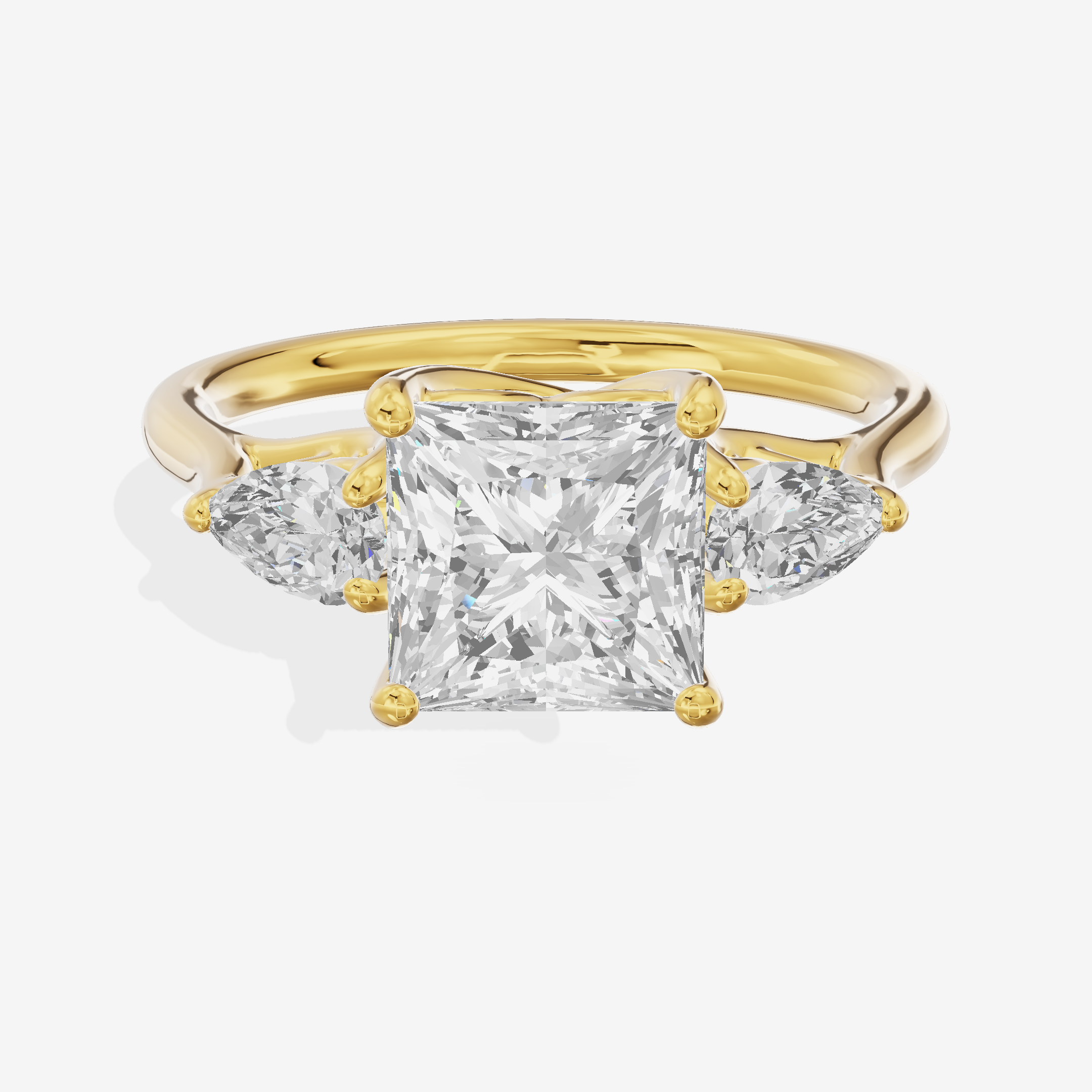 Grand Vowsae Three Stone Princess Engagement Ring (2/5 ct. tw.) in 18K Yellow Gold