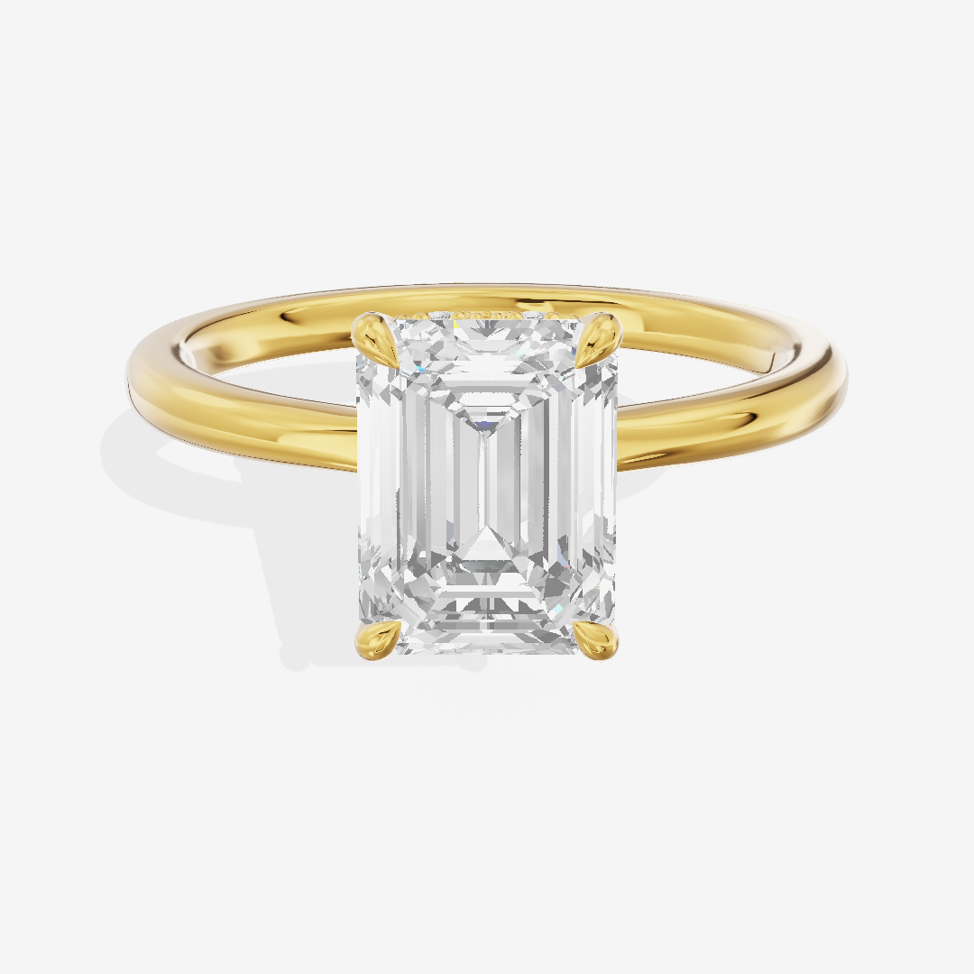 Grand Liviana Emerald Engagement Ring with Side Stones (1/10 ct. tw.) in 18K Yellow Gold