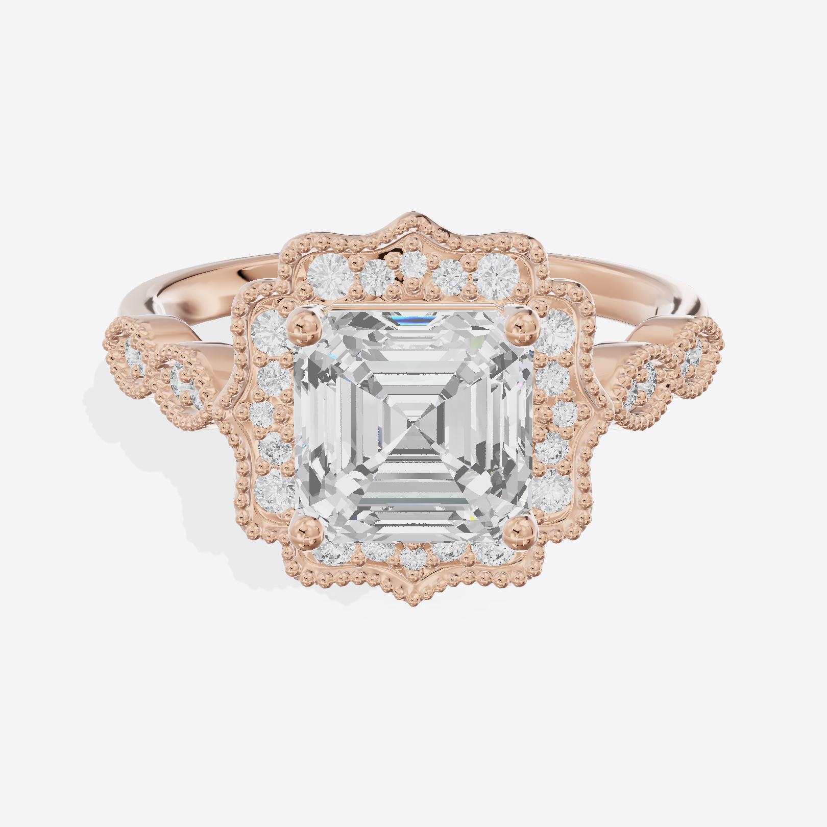Luxe Liviana Asscher Halo Engagement Ring (2/3 ct. tw.) in 14K Rose Gold