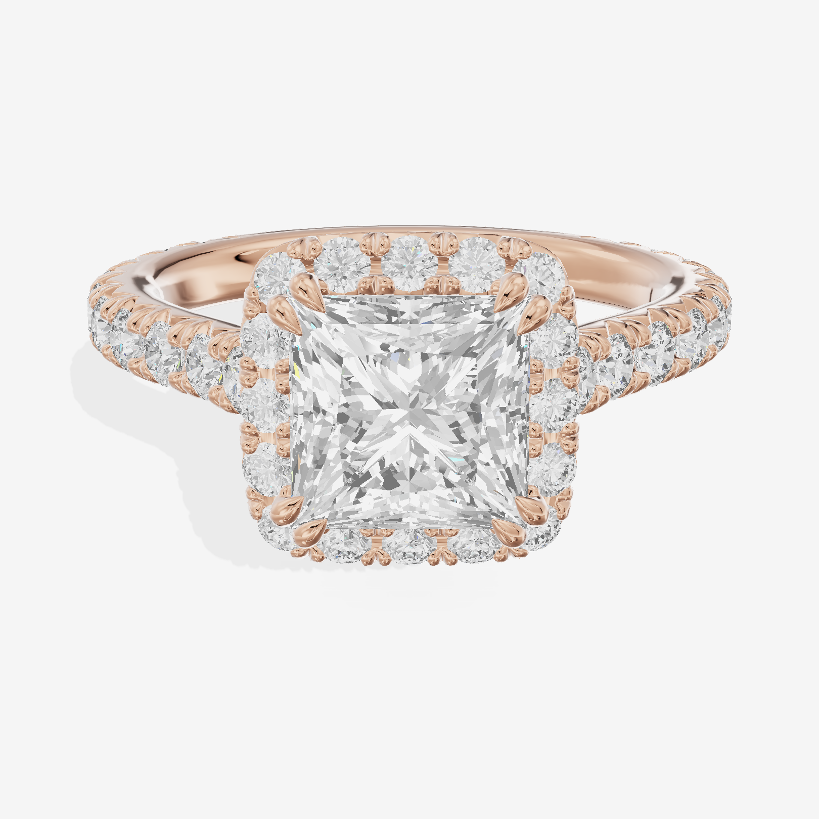 One of One Halo Princess Engagement Ring (3/4 ct. tw.) in 14K Rose Gold