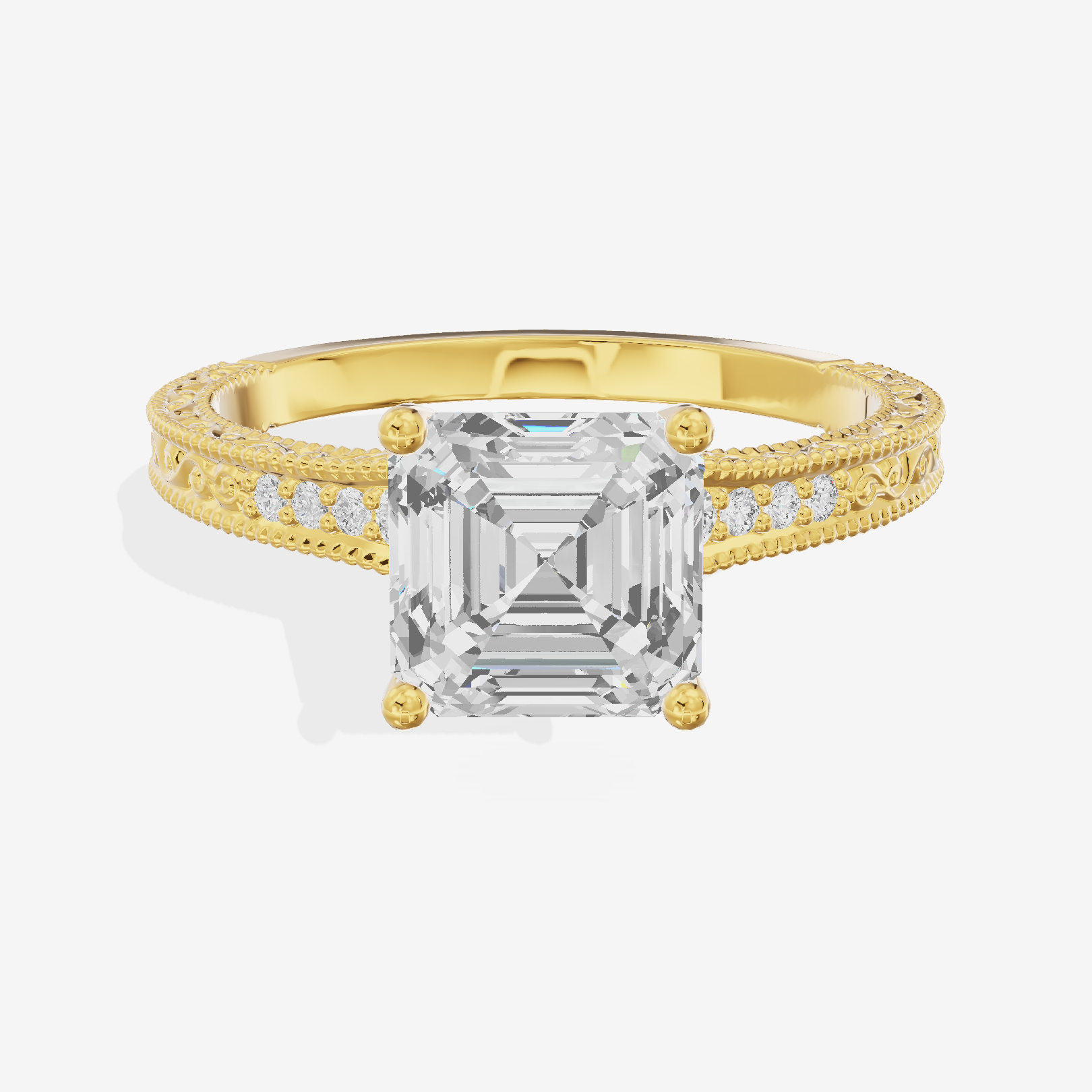 Vintage Sincere Asscher Engagement Ring (1/10 ct. tw.) in 18K Yellow Gold