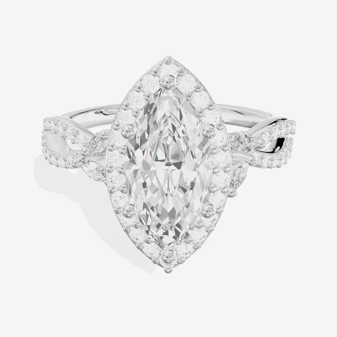 Luxe Reverya Marquise Hidden Halo Engagement Ring (2/5 ct. tw.) in 18K White Gold