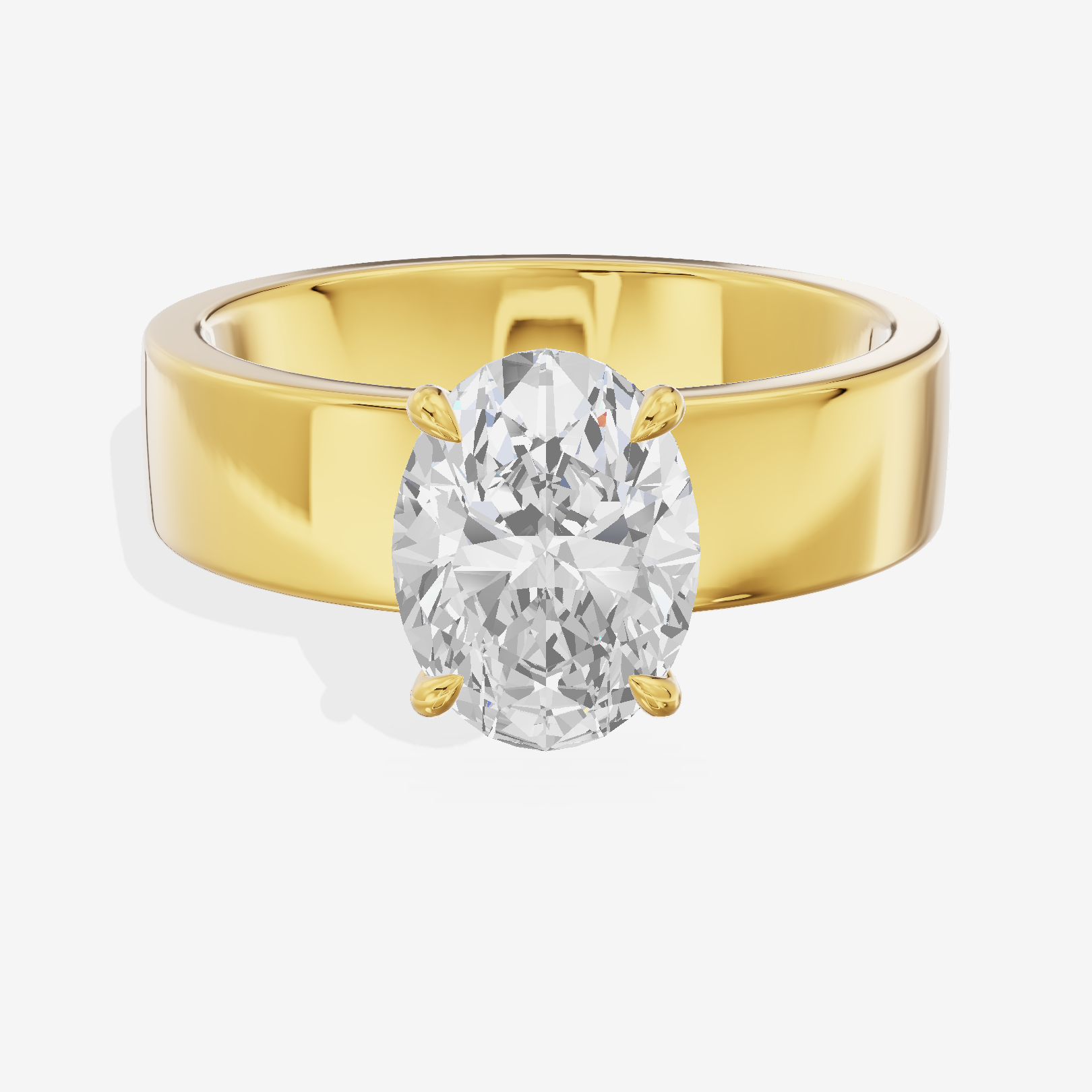 Lustrous Promezza Oval Engagement Ring with Side Stones (1/20 ct. tw.) in 18K Yellow Gold