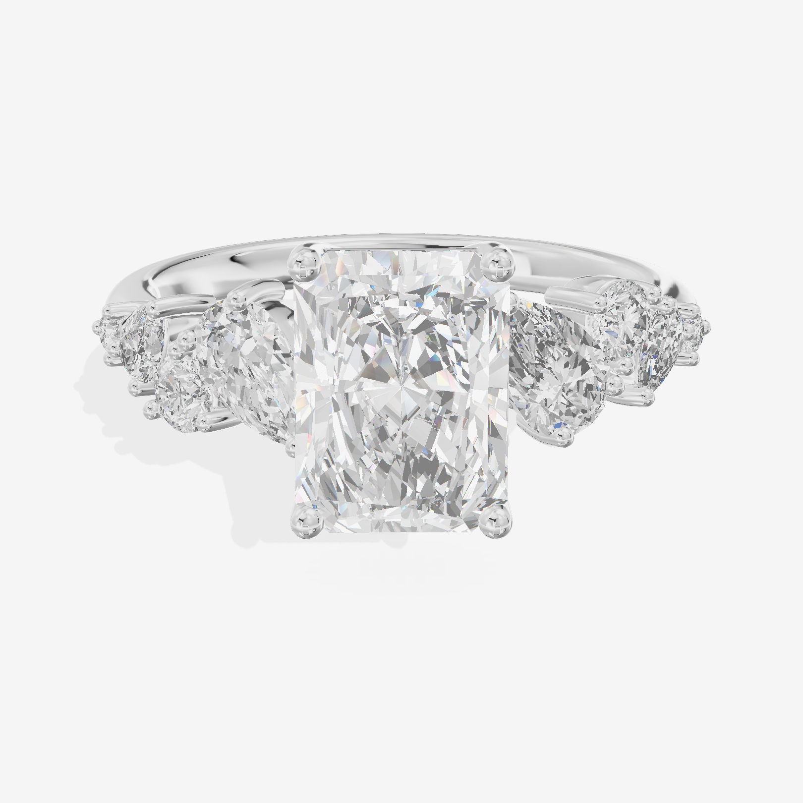 Selenia Cathedral 1.5mm Radiant Solitaire Engagement Ring in 18K White Gold