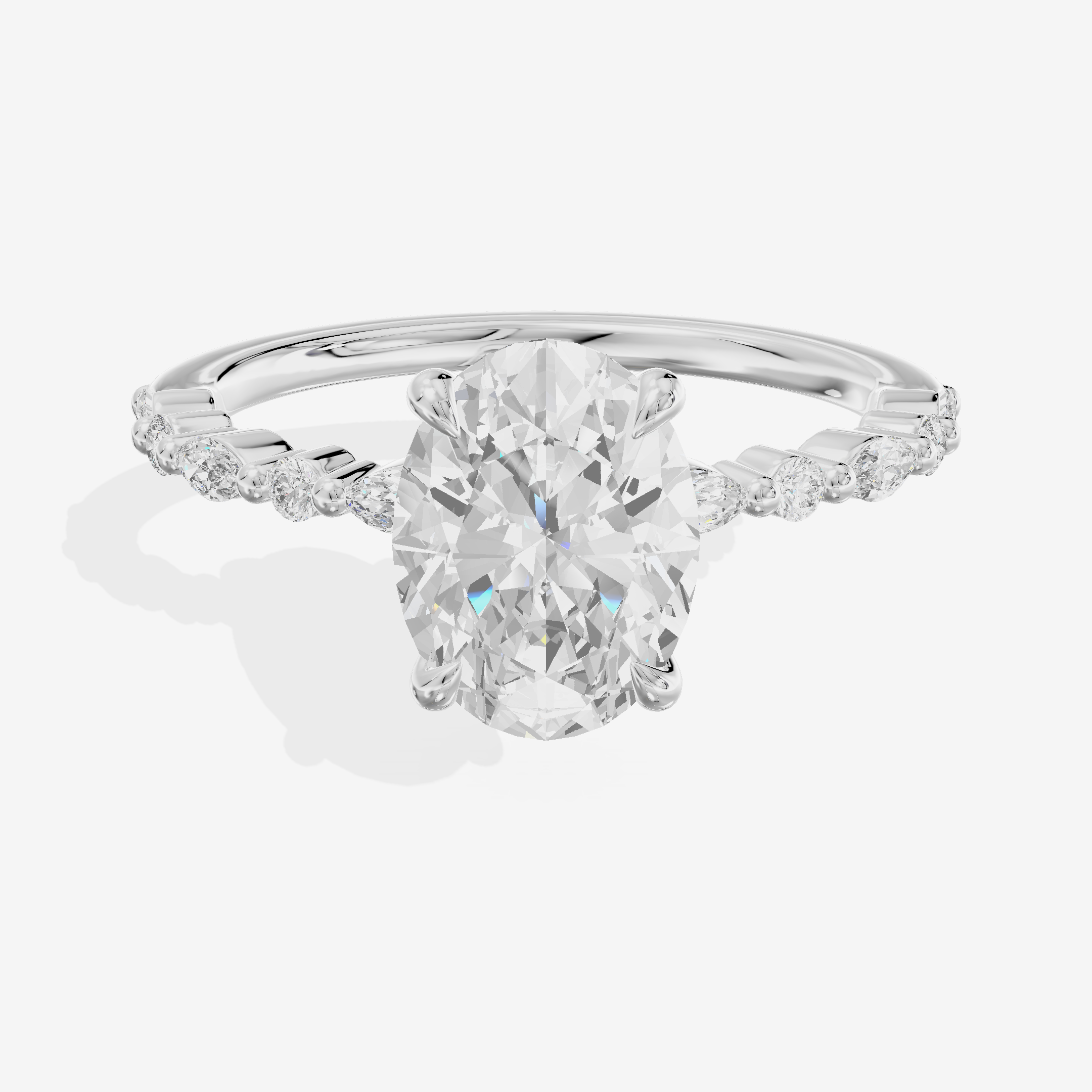 Classic Halcyon Oval Engagement Ring with Side Stones (1/4 ct. tw.) in Platinum