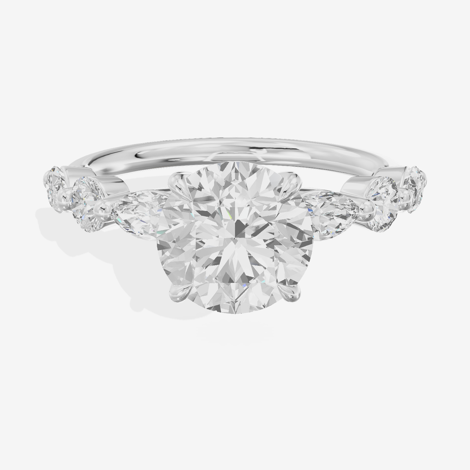Lumera Cathedral Round Engagement Ring with Side Stones (1/3 ct. tw.) in 14K White Gold