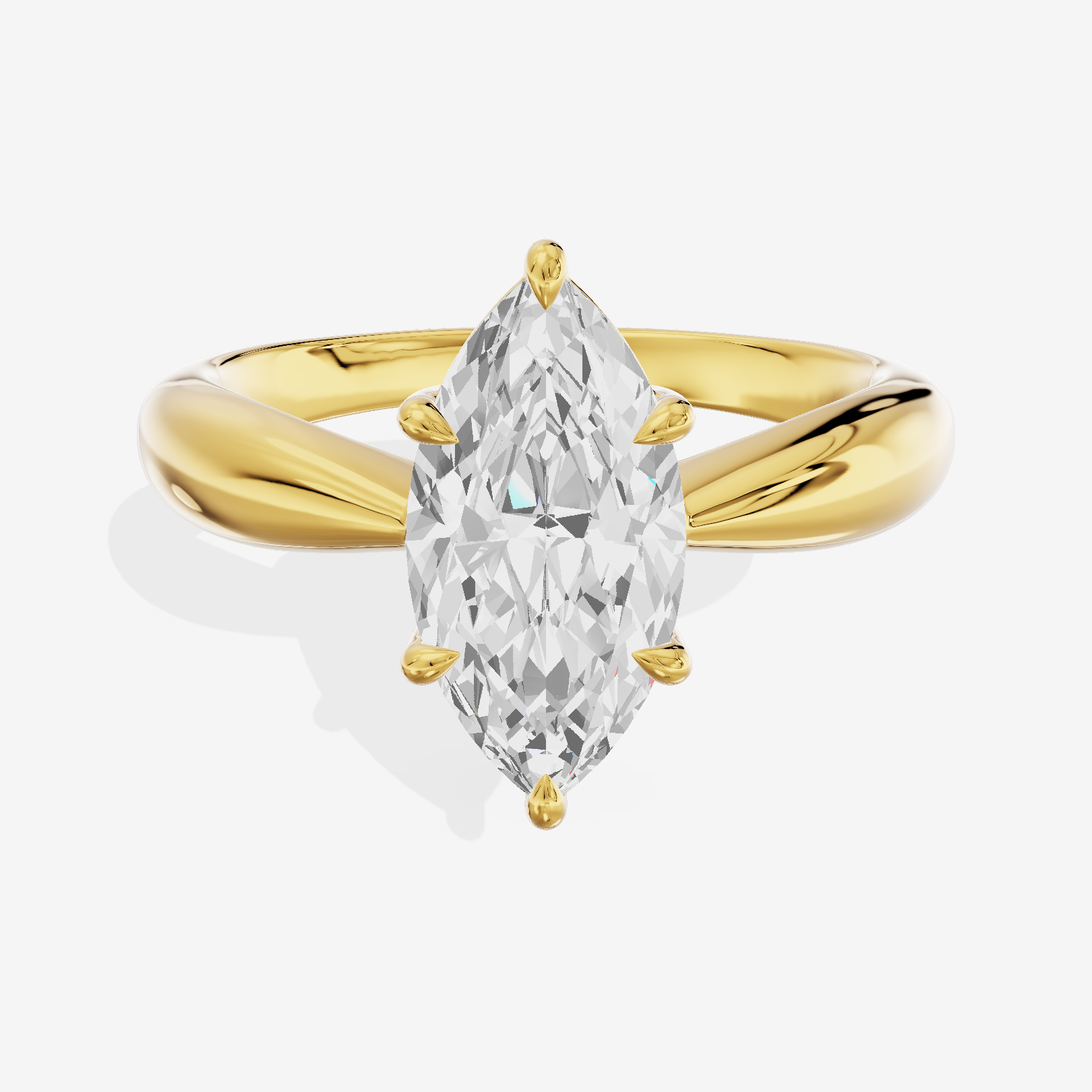 Aimora Trellis 2mm Marquise Solitaire Engagement Ring in 18K Yellow Gold