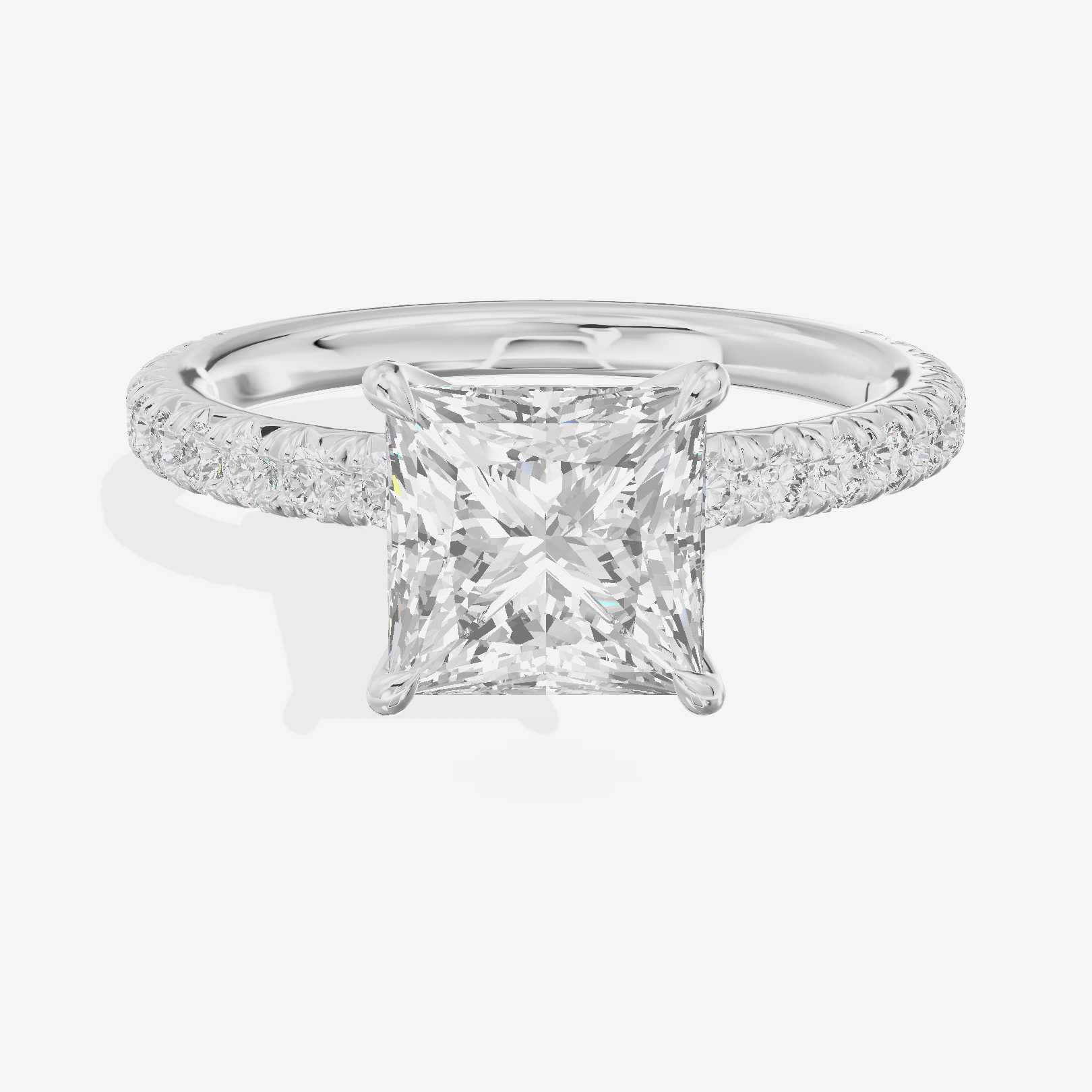 Petite Trueheart Princess Engagement Ring with Side Stones (2/5 ct. tw.) in Platinum
