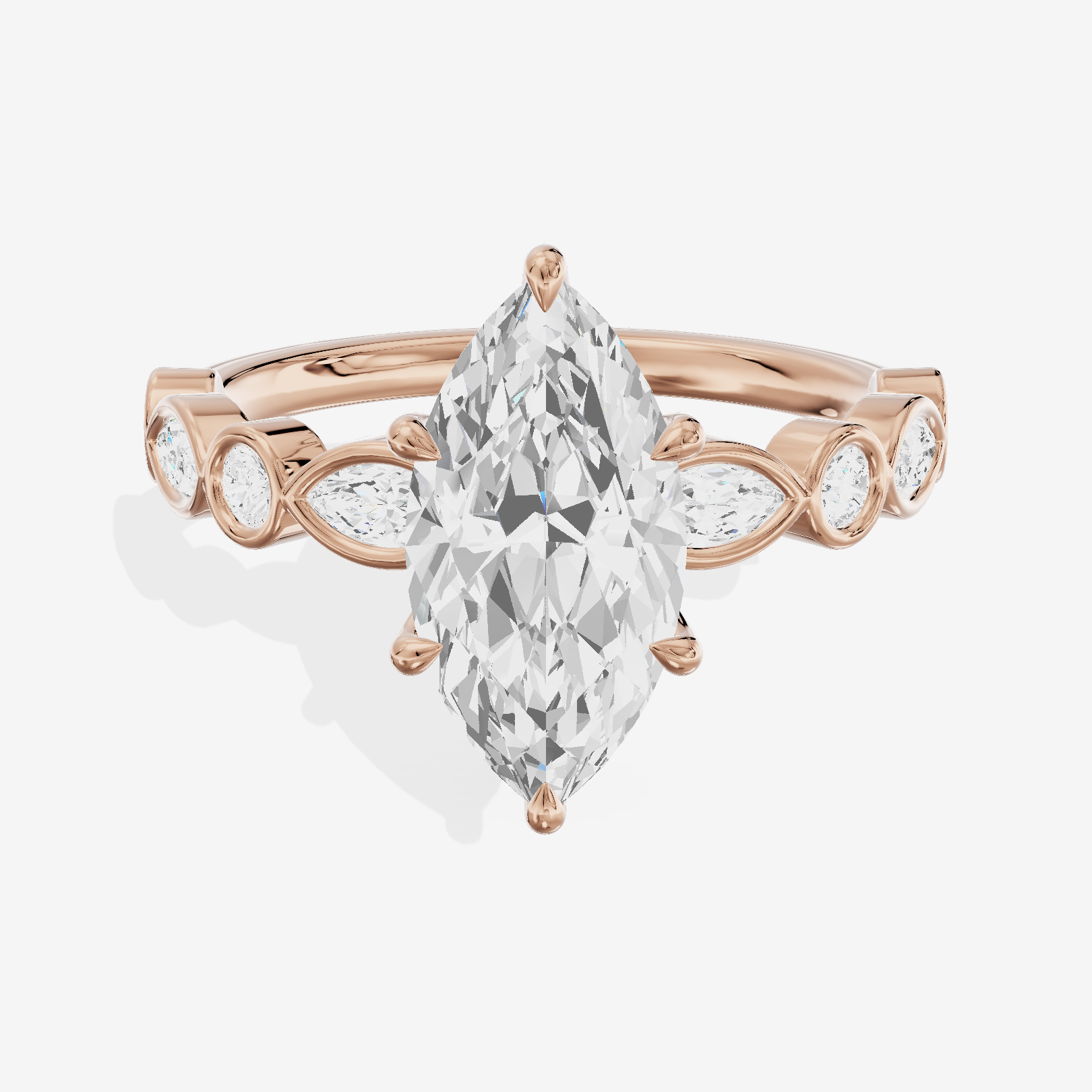 Tender Aurea Marquise Engagement Ring with Side Stones (1 ct. tw.) in 14K Rose Gold