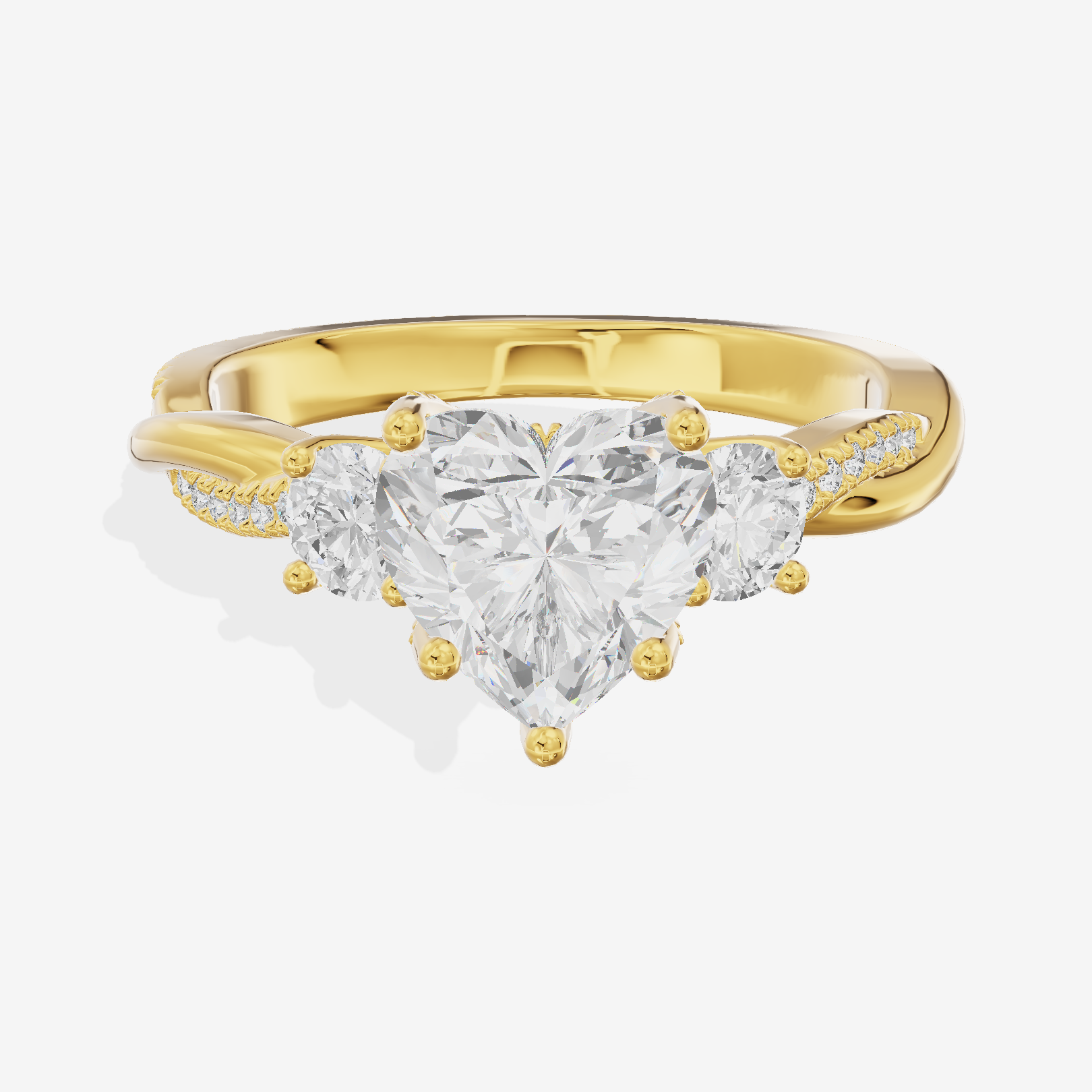 Petite Twine Three Stone Heart Engagement Ring (1/2 ct. tw.) in 14K Yellow Gold