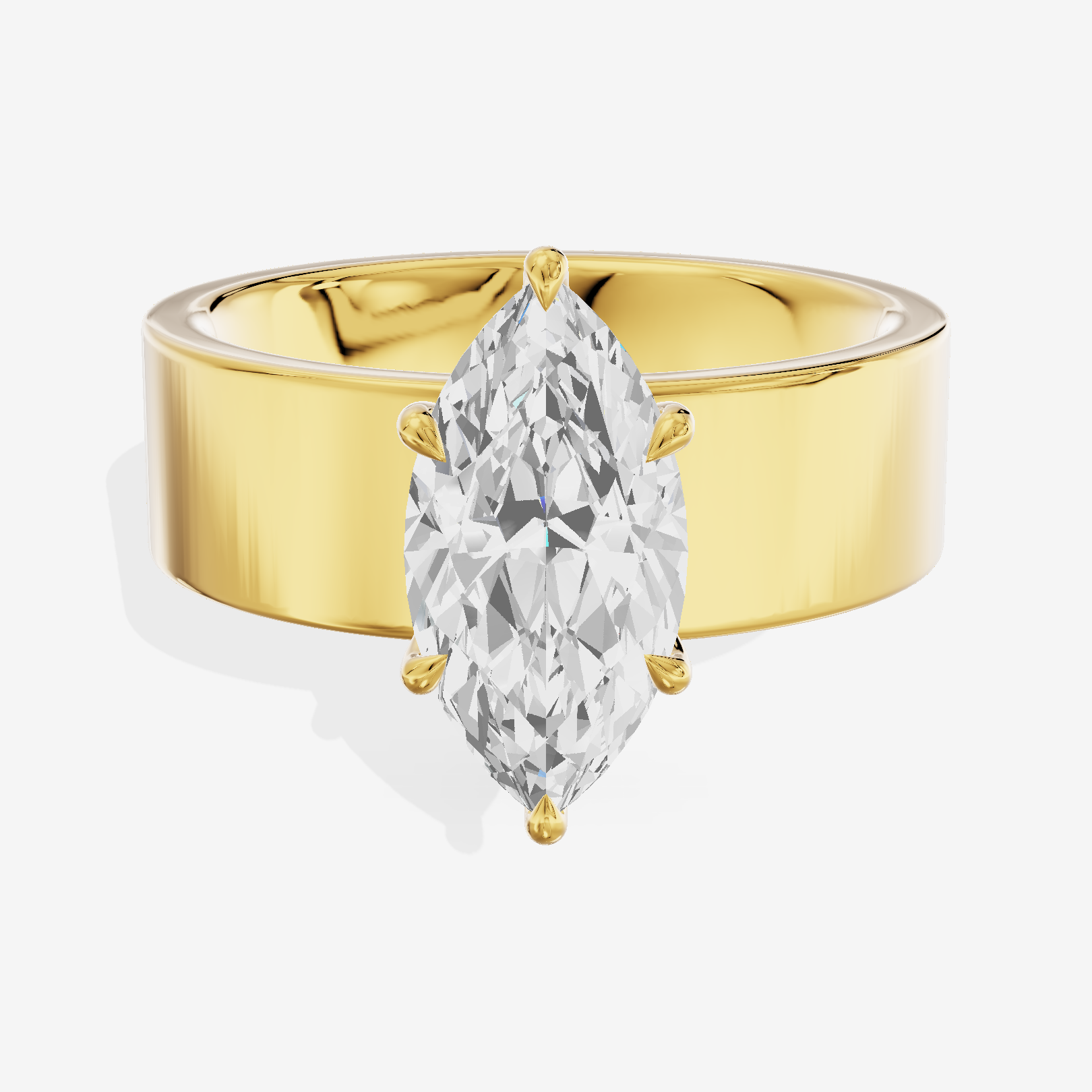 Aimora Solitaire 6mm Marquise Engagement Ring in 18K Yellow Gold