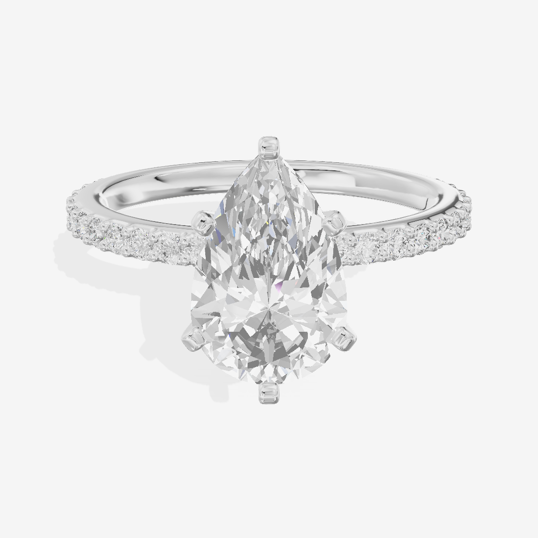 Petite Trellise Pear Engagement Ring with Side Stones (1/3 ct. tw.) in 18K White Gold