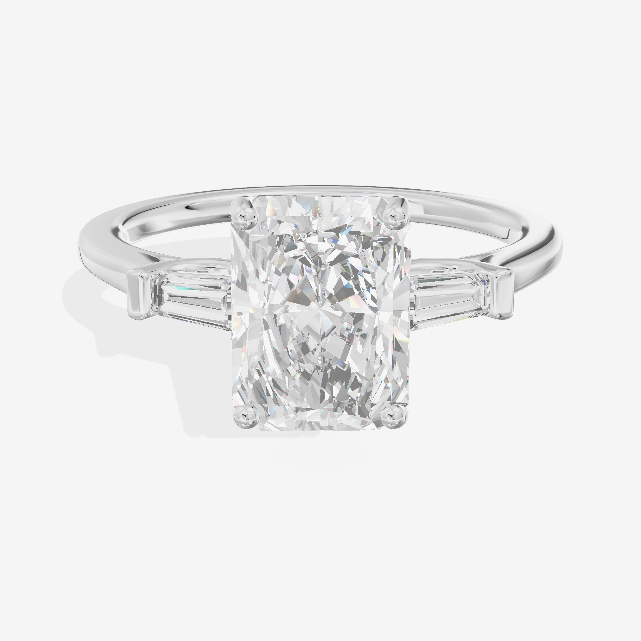 Petite Halcyon Radiant Engagement Ring with Side Stones (1/6 ct. tw.) in Platinum