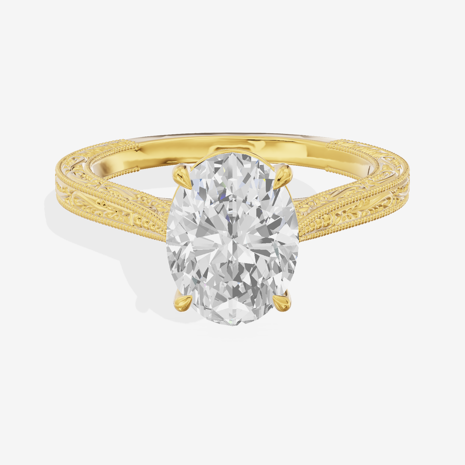 Vintage Vowsae Oval Engagement Ring in 18K Yellow Gold
