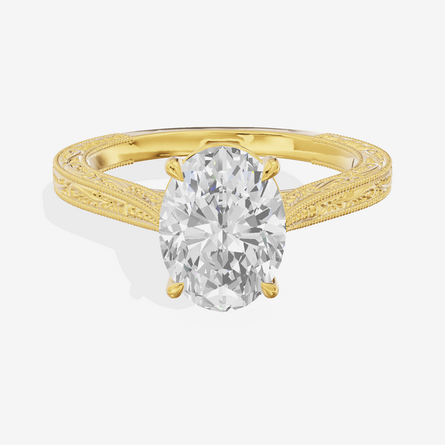 Vintage Vowsae Oval Engagement Ring in 18K Yellow Gold