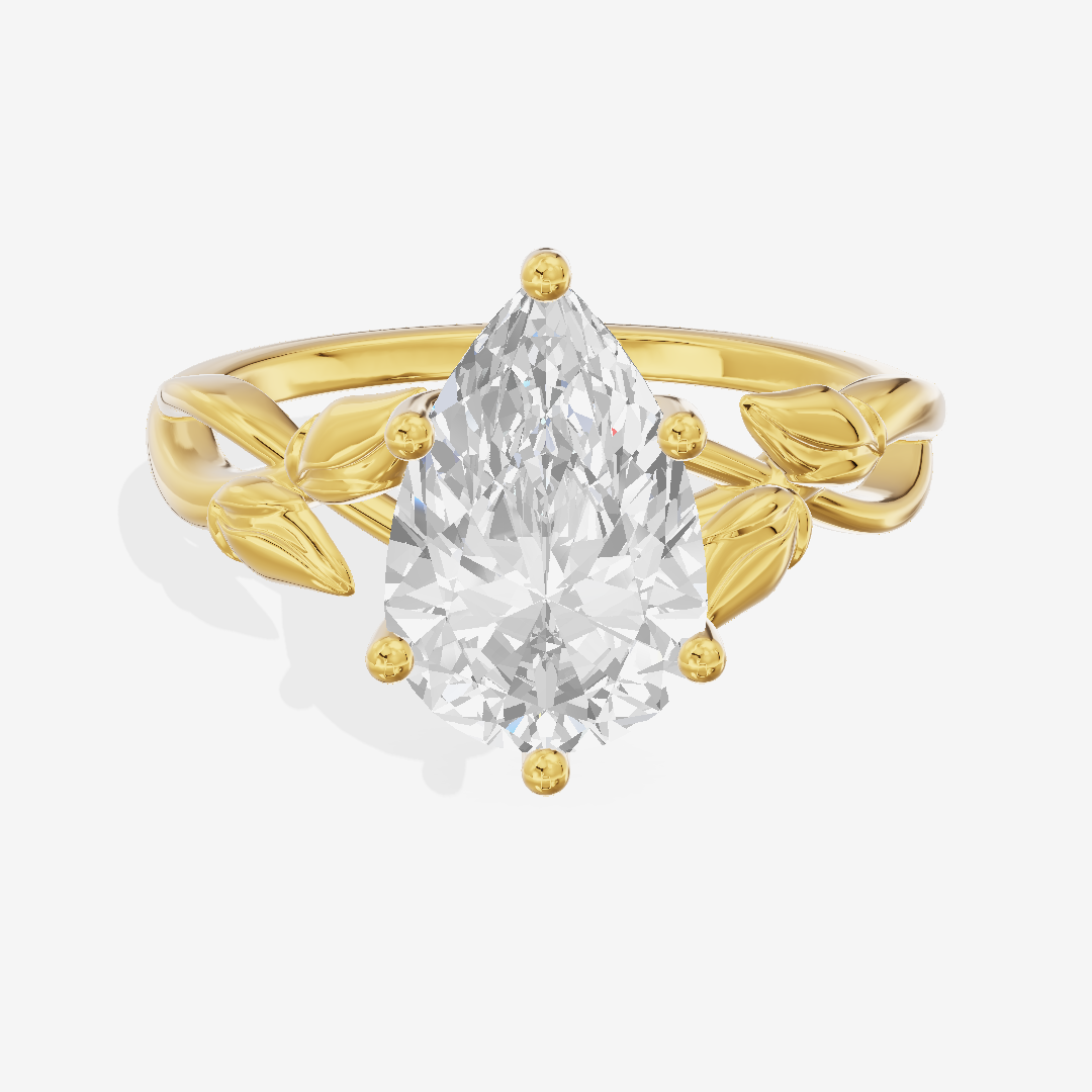 Sealed Vowsae 2.5mm Pear Solitaire Engagement Ring in 18K Yellow Gold
