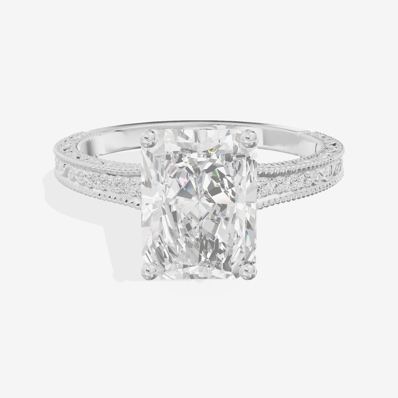 Vintage Sincere Radiant Engagement Ring (1/10 ct. tw.) in Platinum