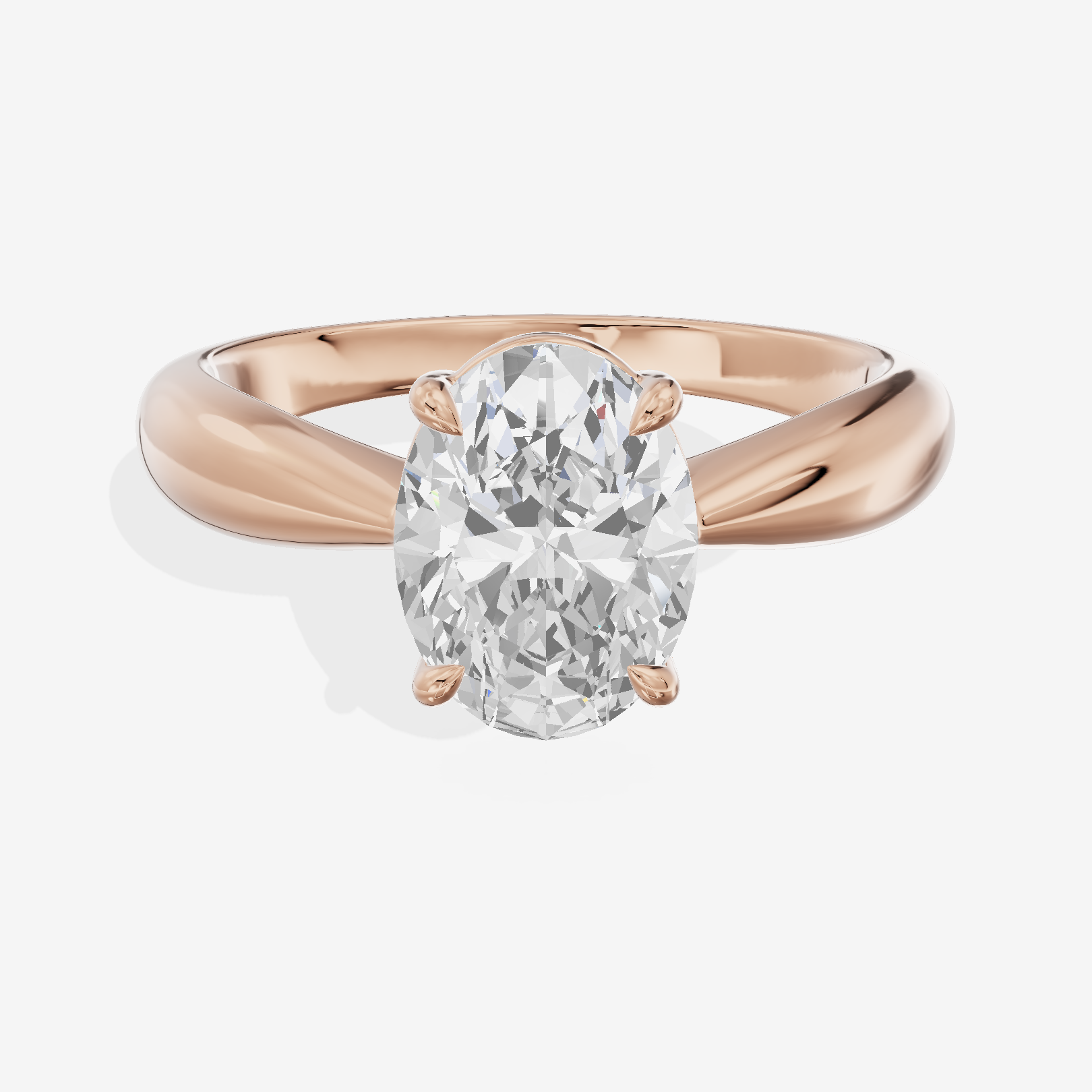 Aimora Trellis 2mm Oval Solitaire Engagement Ring in 18K Rose Gold