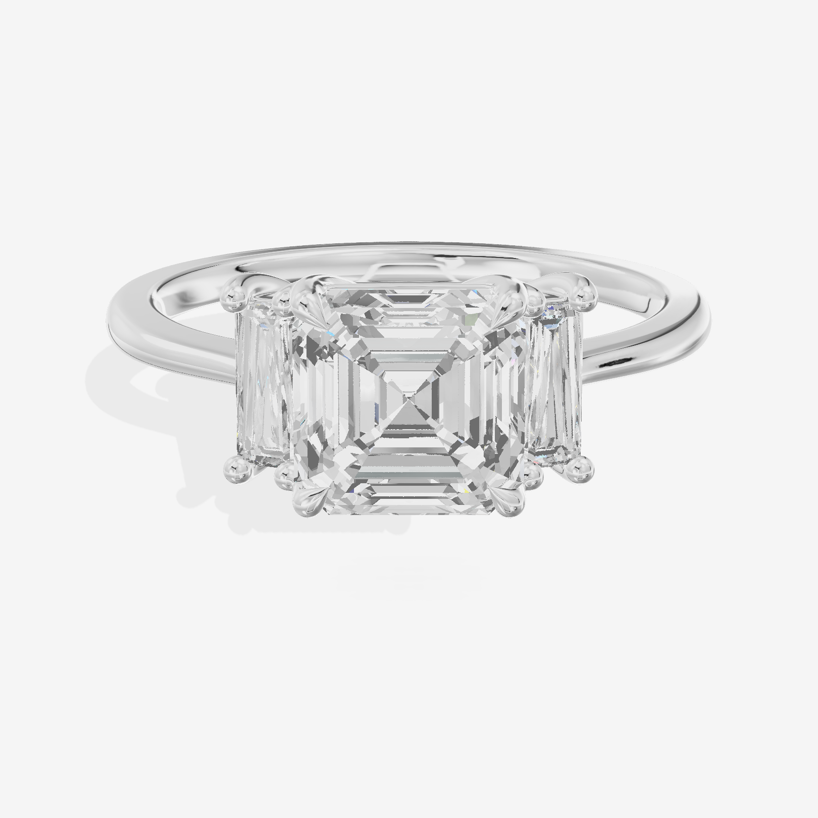 Eversince Three Stone Asscher Engagement Ring (1/4 ct. tw.) in 14K White Gold