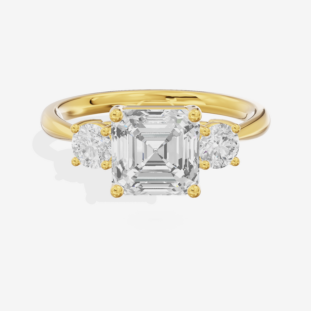 Grand Sincere Three Stone Asscher Engagement Ring (1/3 ct. tw.) in 18K Yellow Gold