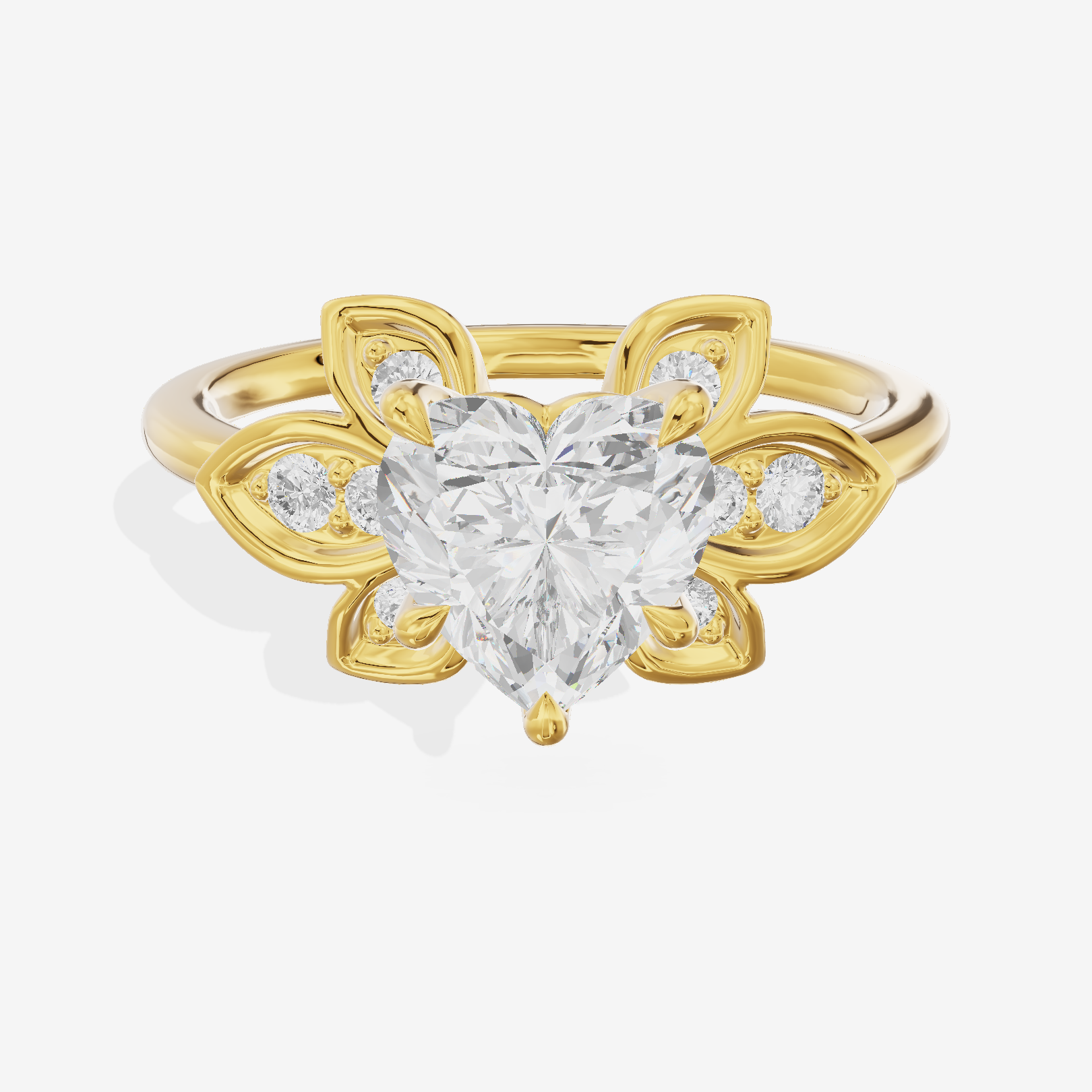 Petite Whisper Heart Engagement Ring with Side Stones (1/10 ct. tw.) in 14K Yellow Gold