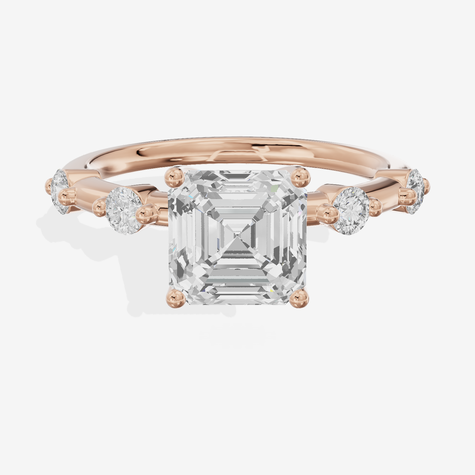 Petite Heartline Asscher Engagement Ring with Side Stones (1/5 ct. tw.) in 14K Rose Gold