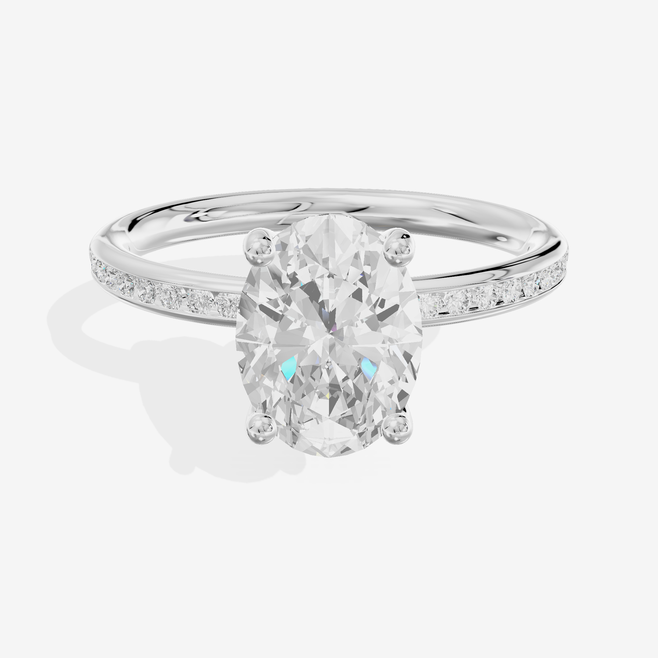 Classic Trellise Oval Engagement Ring with Side Stones (1/8 ct. tw.) in Platinum
