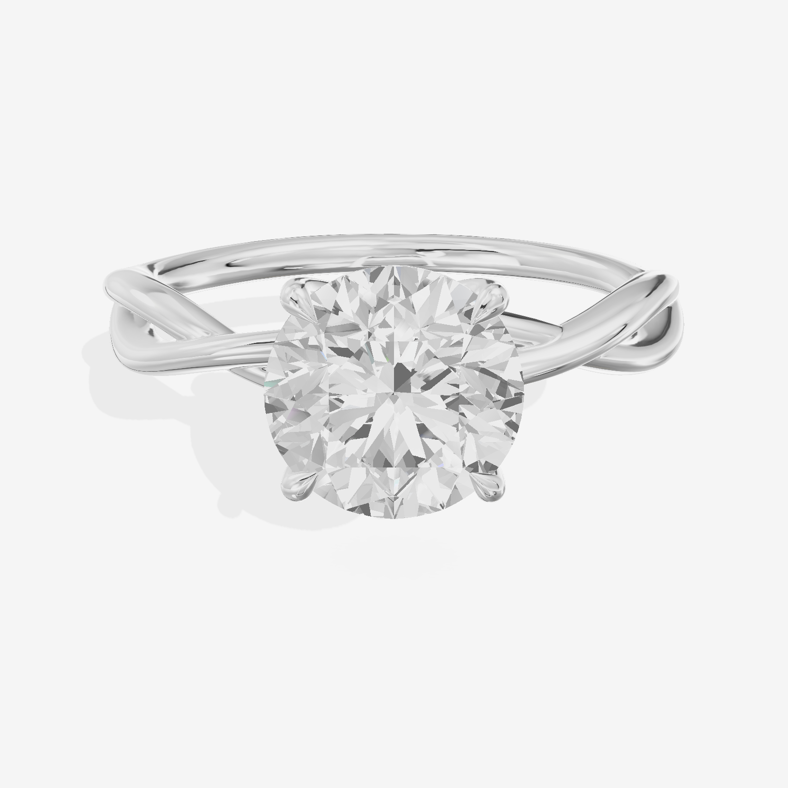Twined Sincere Round Twisted Engagement Ring in 14K White Gold