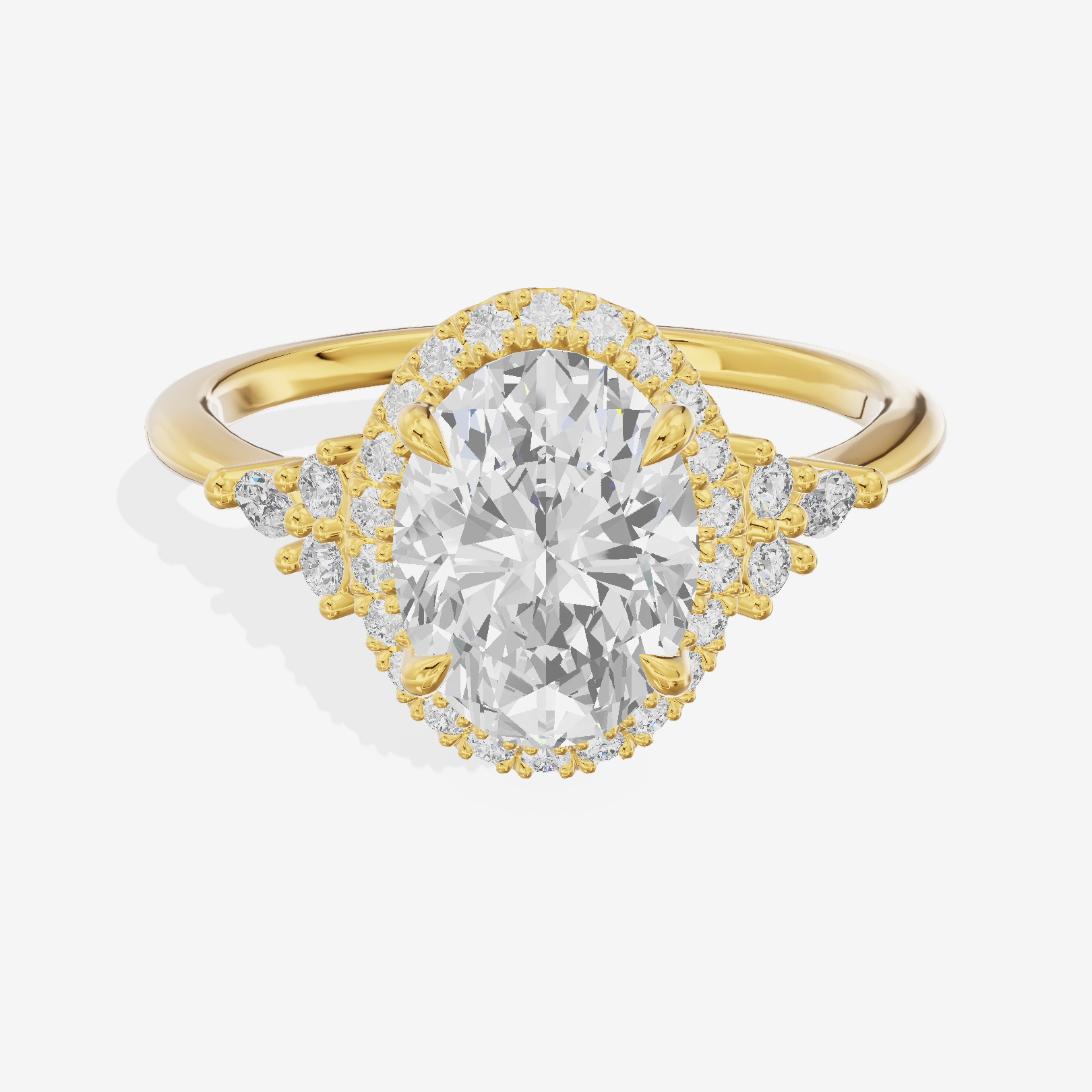 Clusta Halo Oval Engagement Ring (1/2 ct. tw.) in 14K Yellow Gold