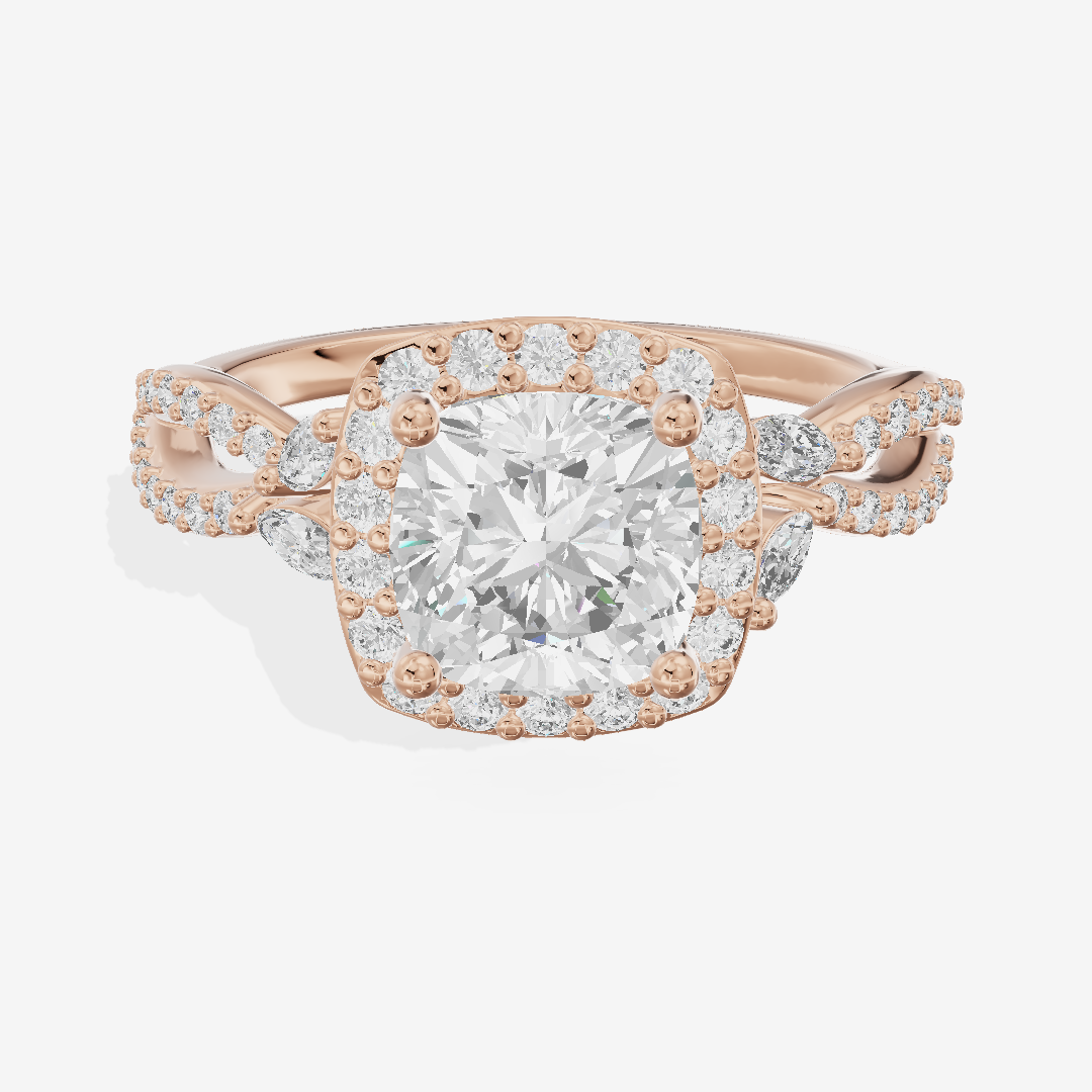 Luxe Reverya Cushion Hidden Halo Engagement Ring (2/5 ct. tw.) in 14K Rose Gold
