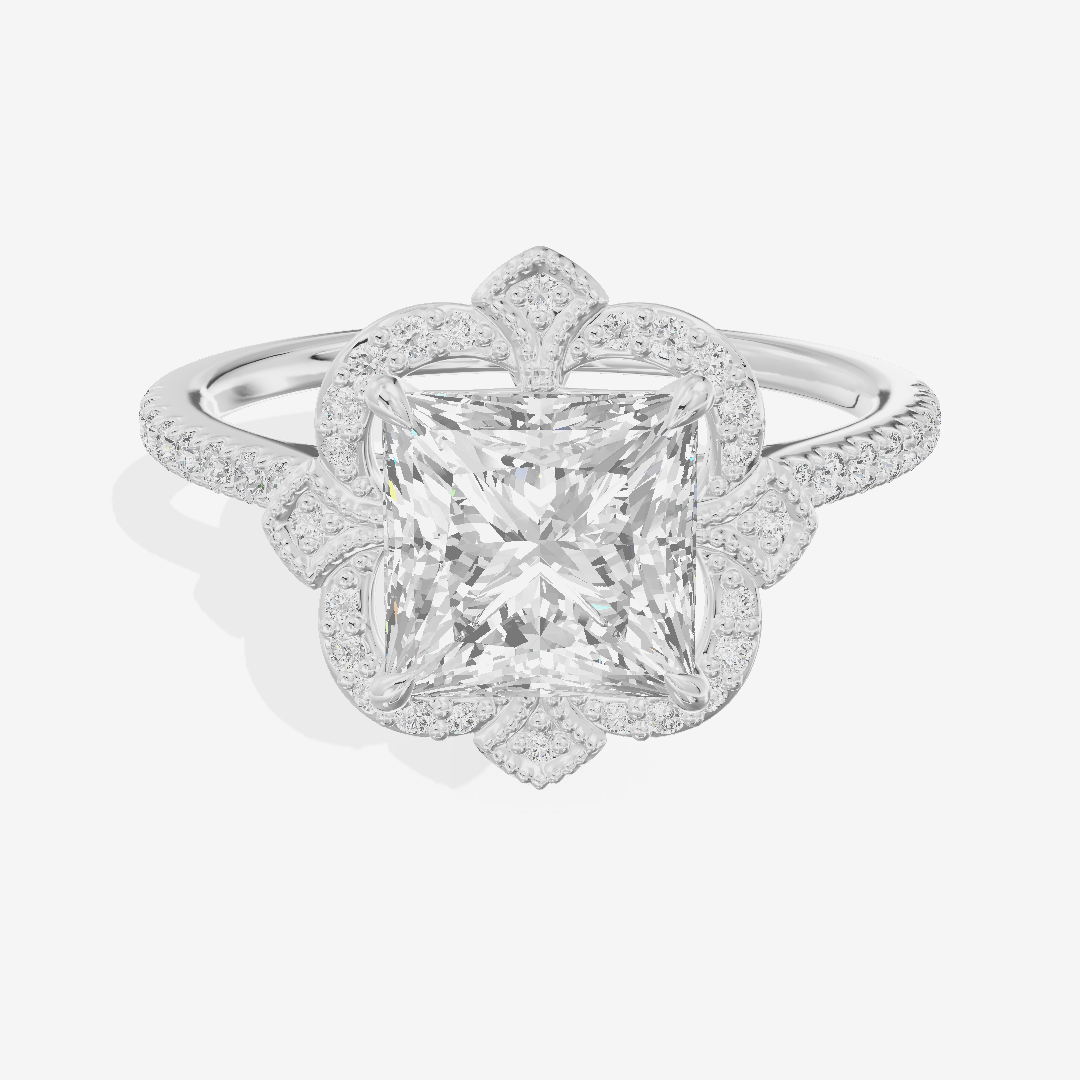 Selenia Halo Princess Engagement Ring (1/6 ct. tw.) in 18K White Gold