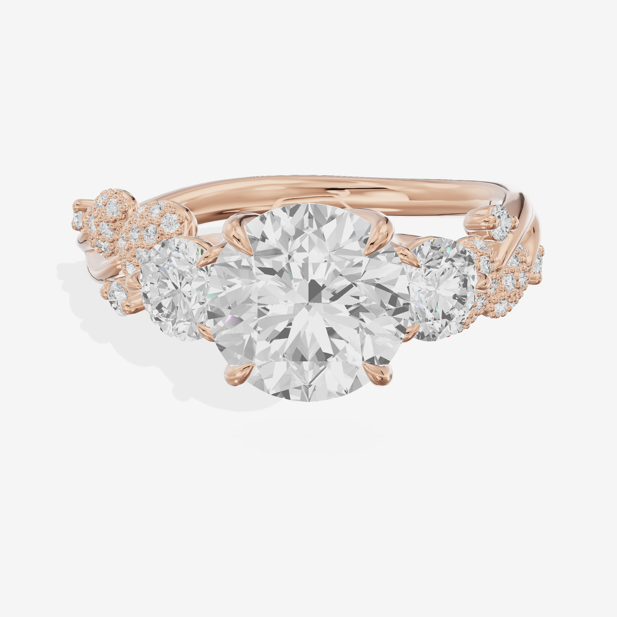 Modern Coeurine Three Stone Round Engagement Ring (1/2 ct. tw.) in 14K Rose Gold
