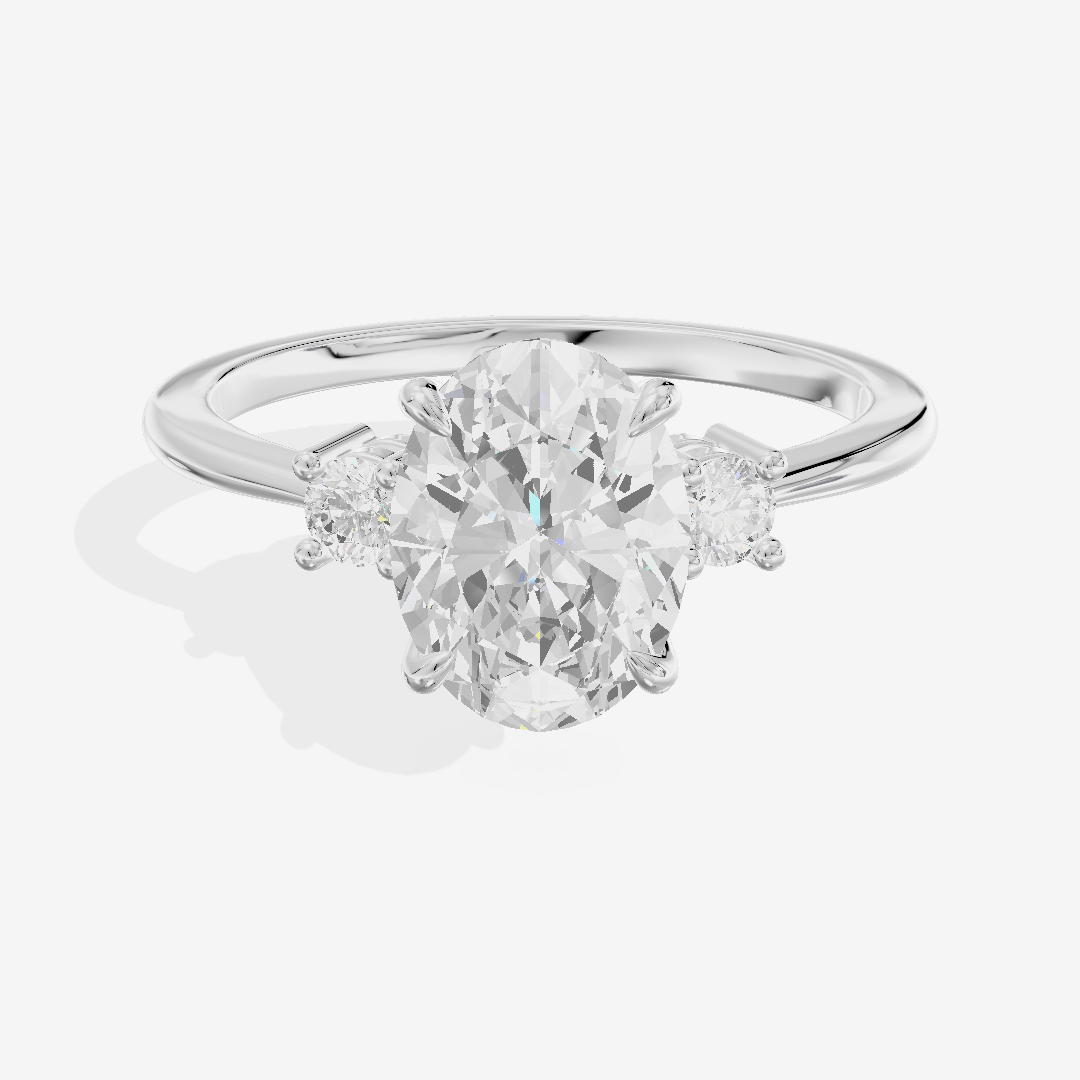 Eternal Aimora Oval Three Stone Engagement Ring (1/10 ct. tw.) in Platinum
