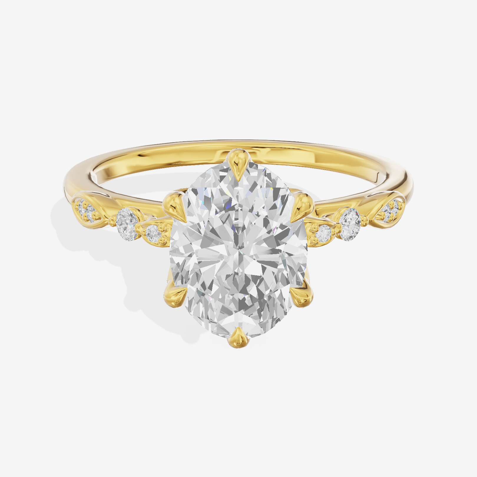 Lightwoven Oval Engagement Ring with Side Stones (1/6 ct. tw.) in 18K Yellow Gold