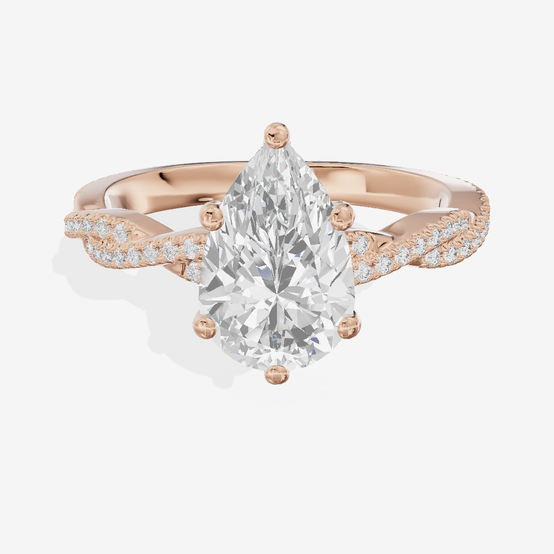 Petite Lightwoven Pear Pavé Engagement Ring (1/4 ct. tw.) in 14K Rose Gold