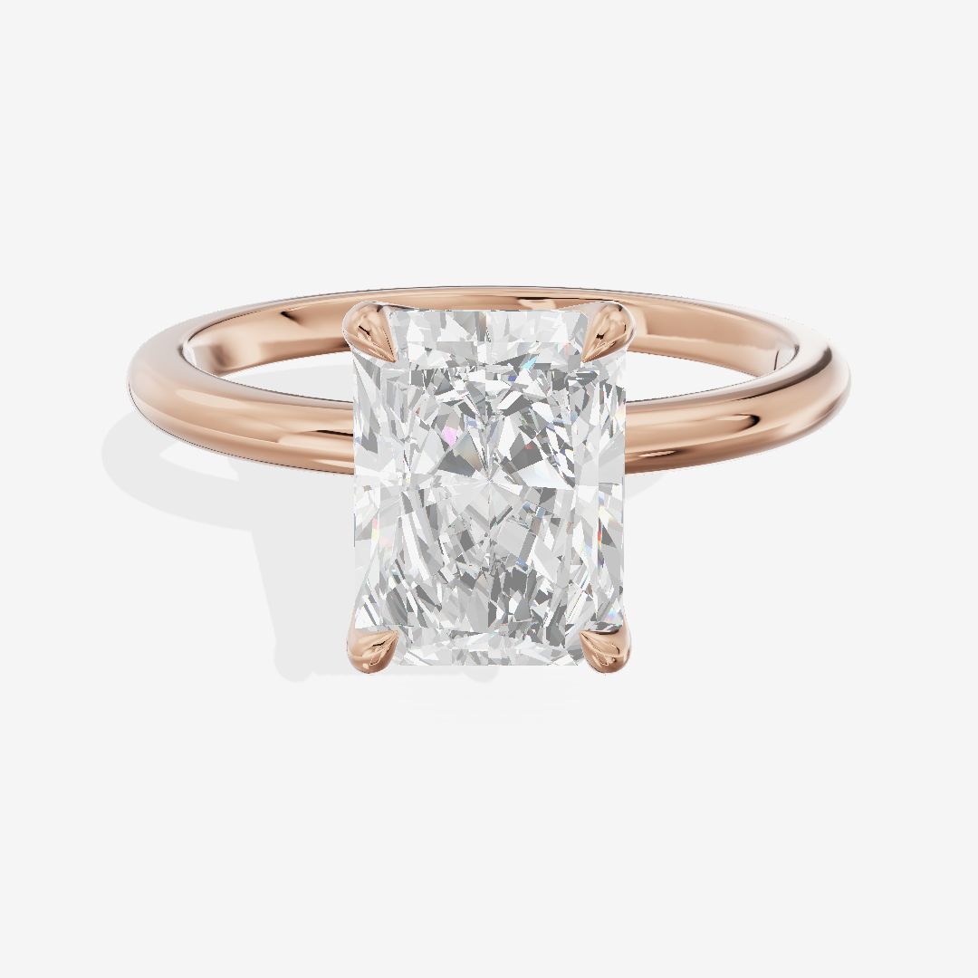 Vintage Aimora 1.8mm Radiant Solitaire Engagement Ring in 18K Rose Gold