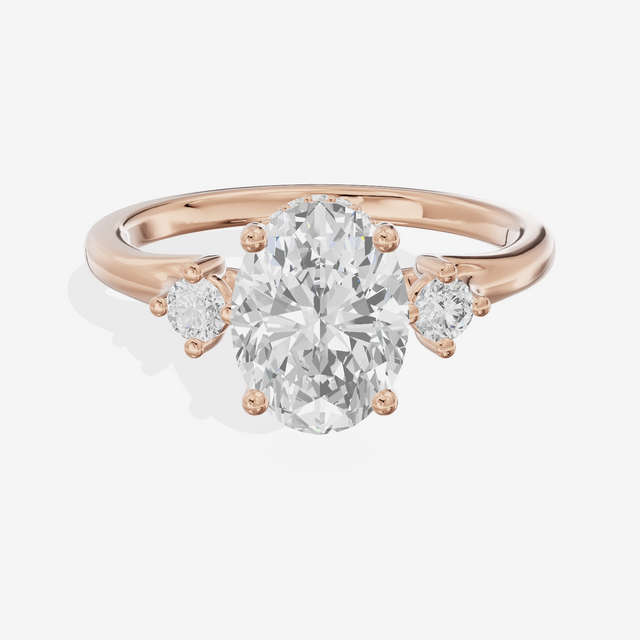 Sincere Three Stone Oval Engagement Ring (1/6 ct. tw.) in 18K Rose Gold