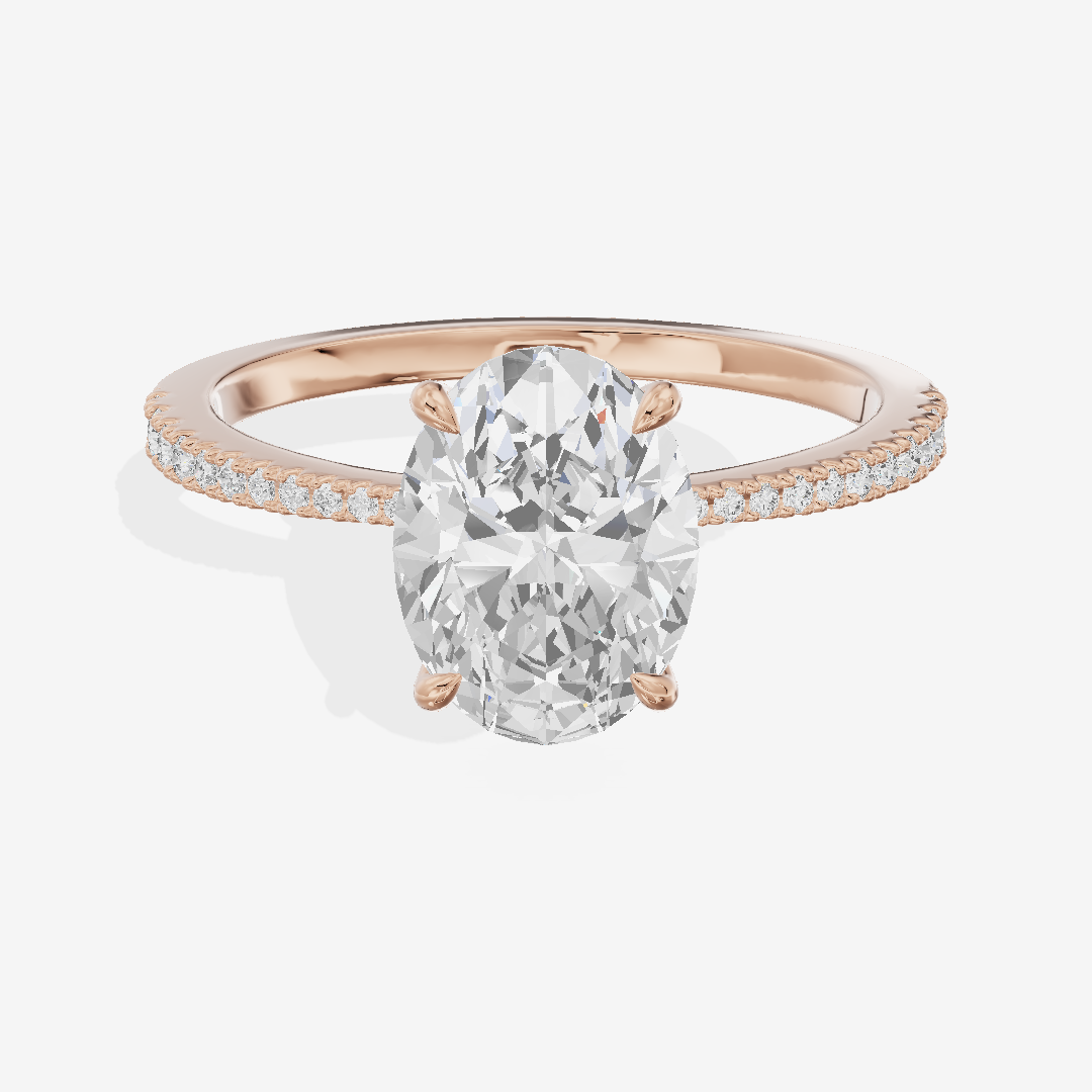 Grand Tender Oval Engagement Ring with Side Stones (1/8 ct. tw.) in 14K Rose Gold