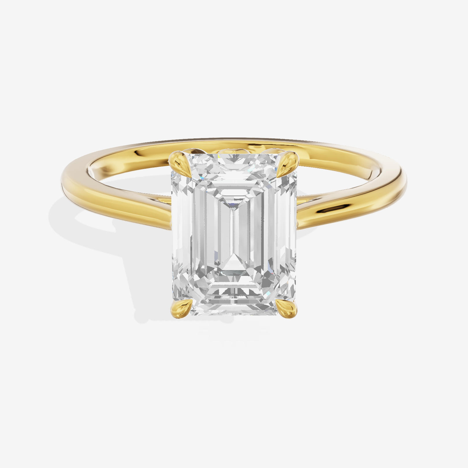 Coeurine Cathedral 1.5mm Emerald Solitaire Engagement Ring in 18K Yellow Gold