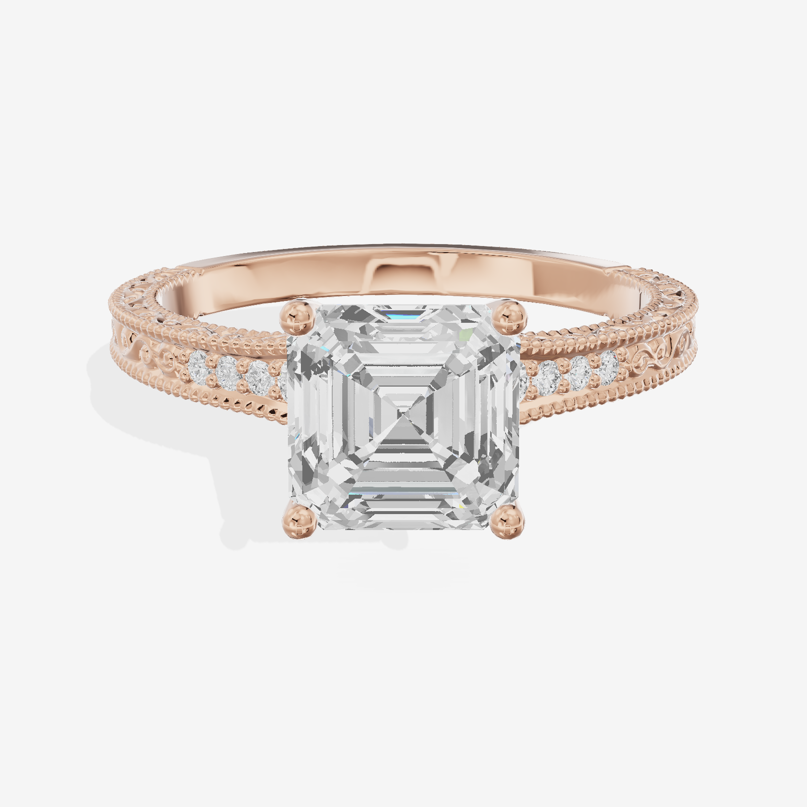 Vintage Sincere Asscher Engagement Ring (1/10 ct. tw.) in 18K Rose Gold