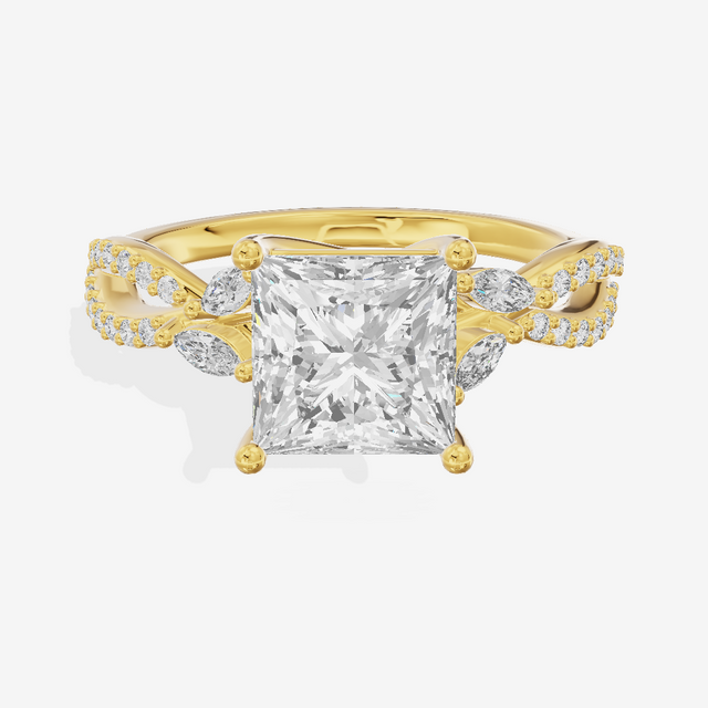 Luxe Domeline 1.5mm Princess Solitaire Engagement Ring (1/8 ct. tw.) in 18K Yellow Gold