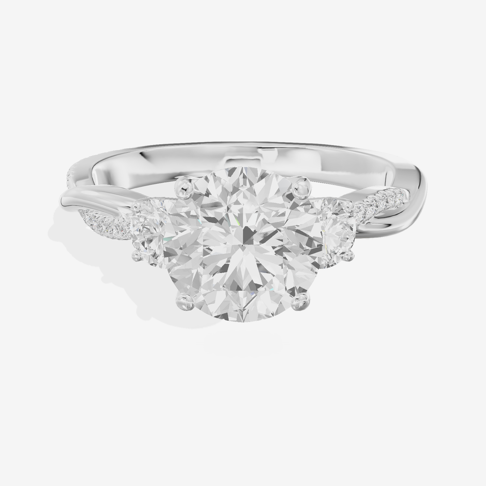 Luxe Selenia Three Stone Round Engagement Ring (1 ct. tw.) in 14K White Gold