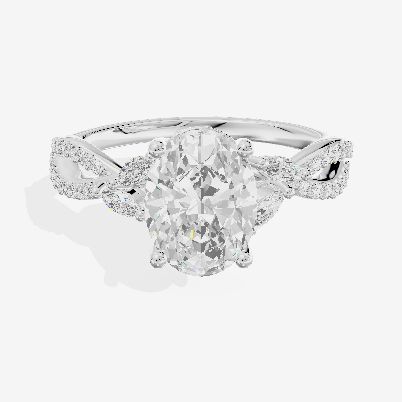 Luxe Lumera Oval Engagement Ring with Side Stones (1/4 ct. tw.) in 18K White Gold