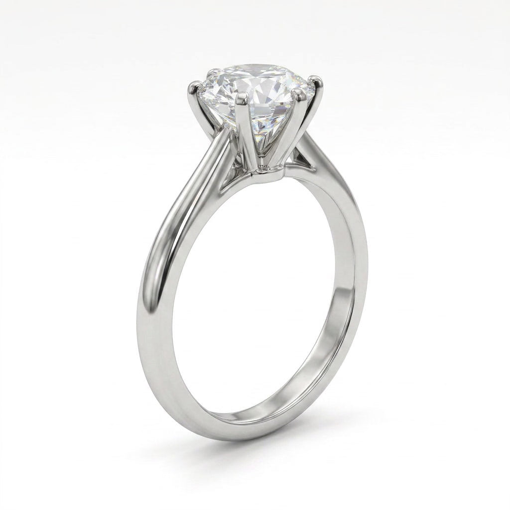 Cathedral Solitaire Round Engagement Ring (2.04 ct.) in Platinum