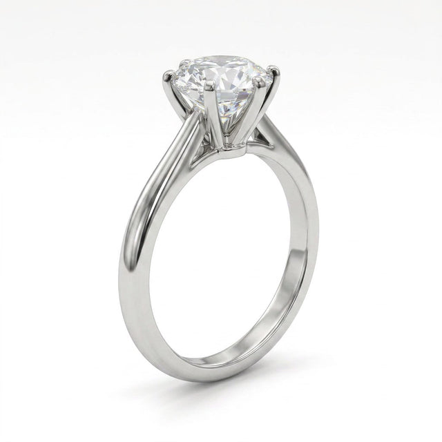 Cathedral Solitaire Round Engagement Ring (2.04 ct.) in Platinum